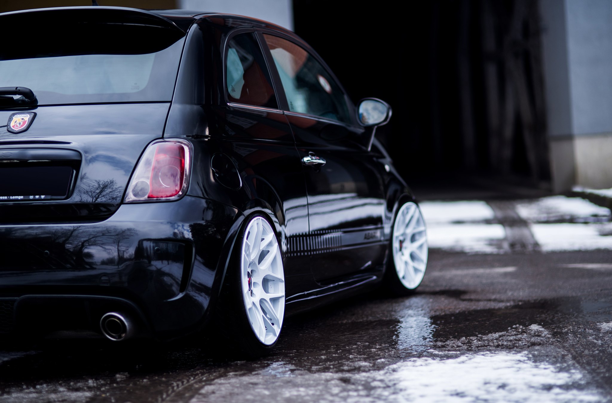 Black Fiat 500 with Custom Taillights - Photo by JR Wheels