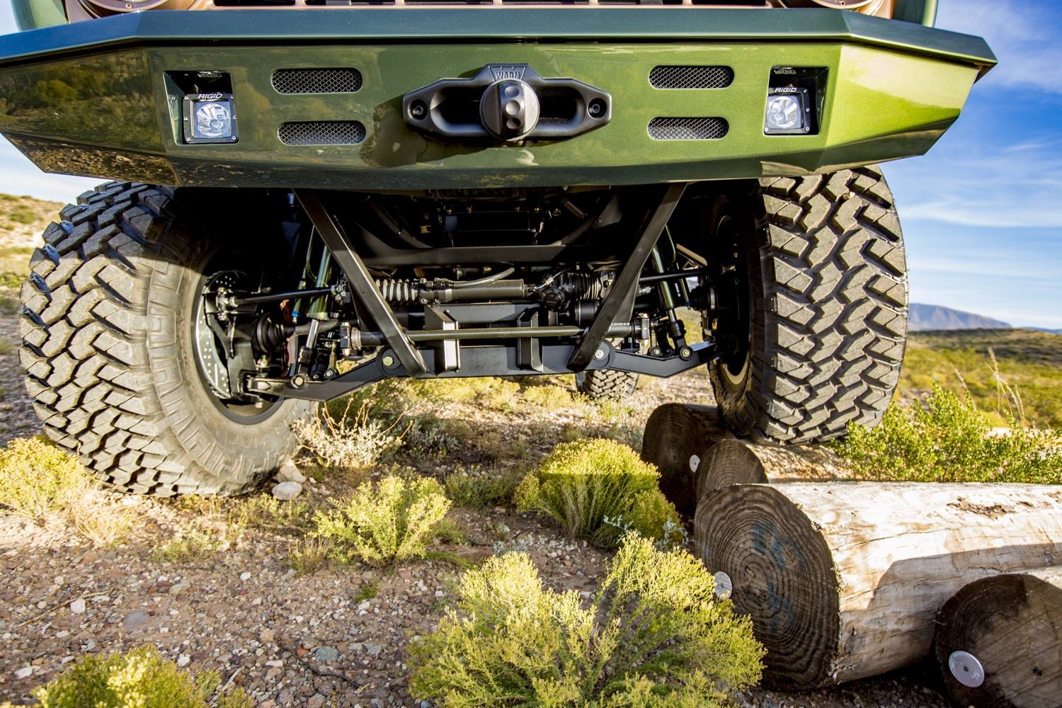 Green Ford Bronco with Custom Lift Kit - Photo by Roadster Shop