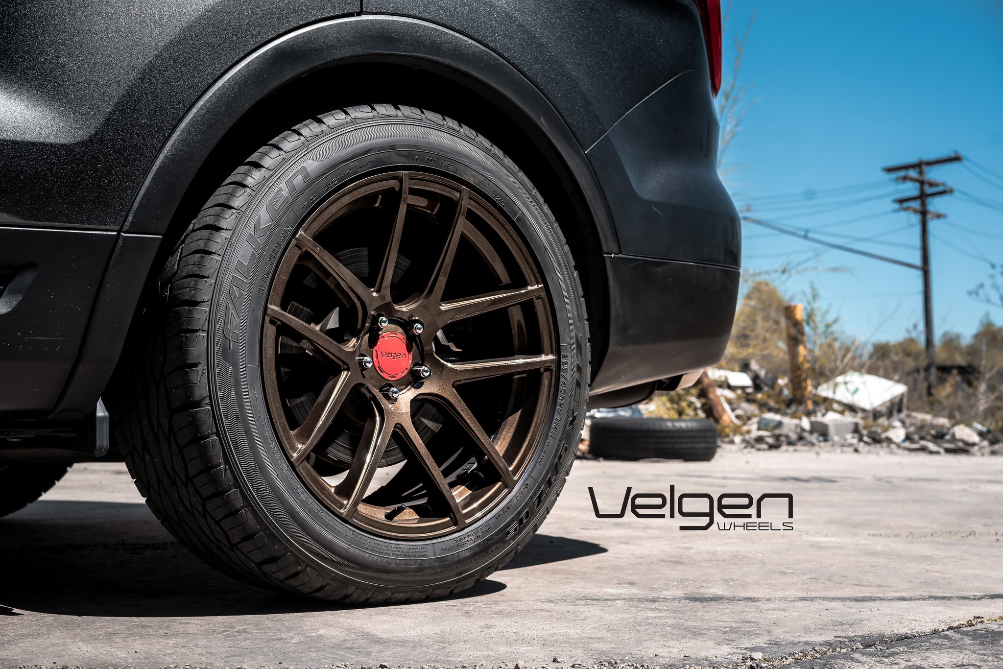 Bronze Velgen Wheels on Black Ford Explorer - Photo by Velgen Wheels