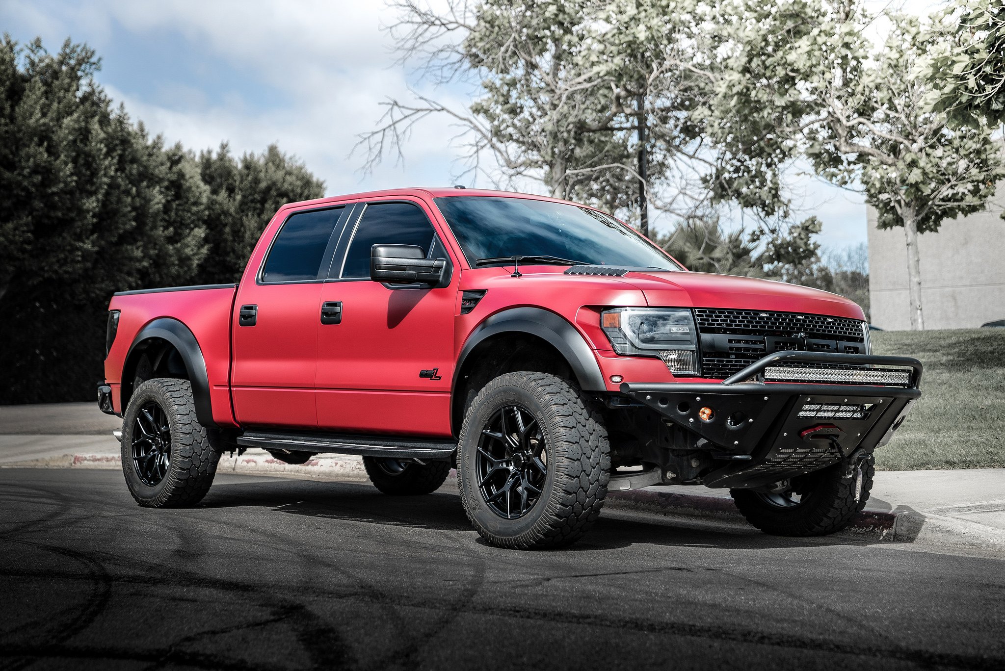 ADD Front Bumper with Skid Plate on Red Ford F-150 - Photo by Venom Rex