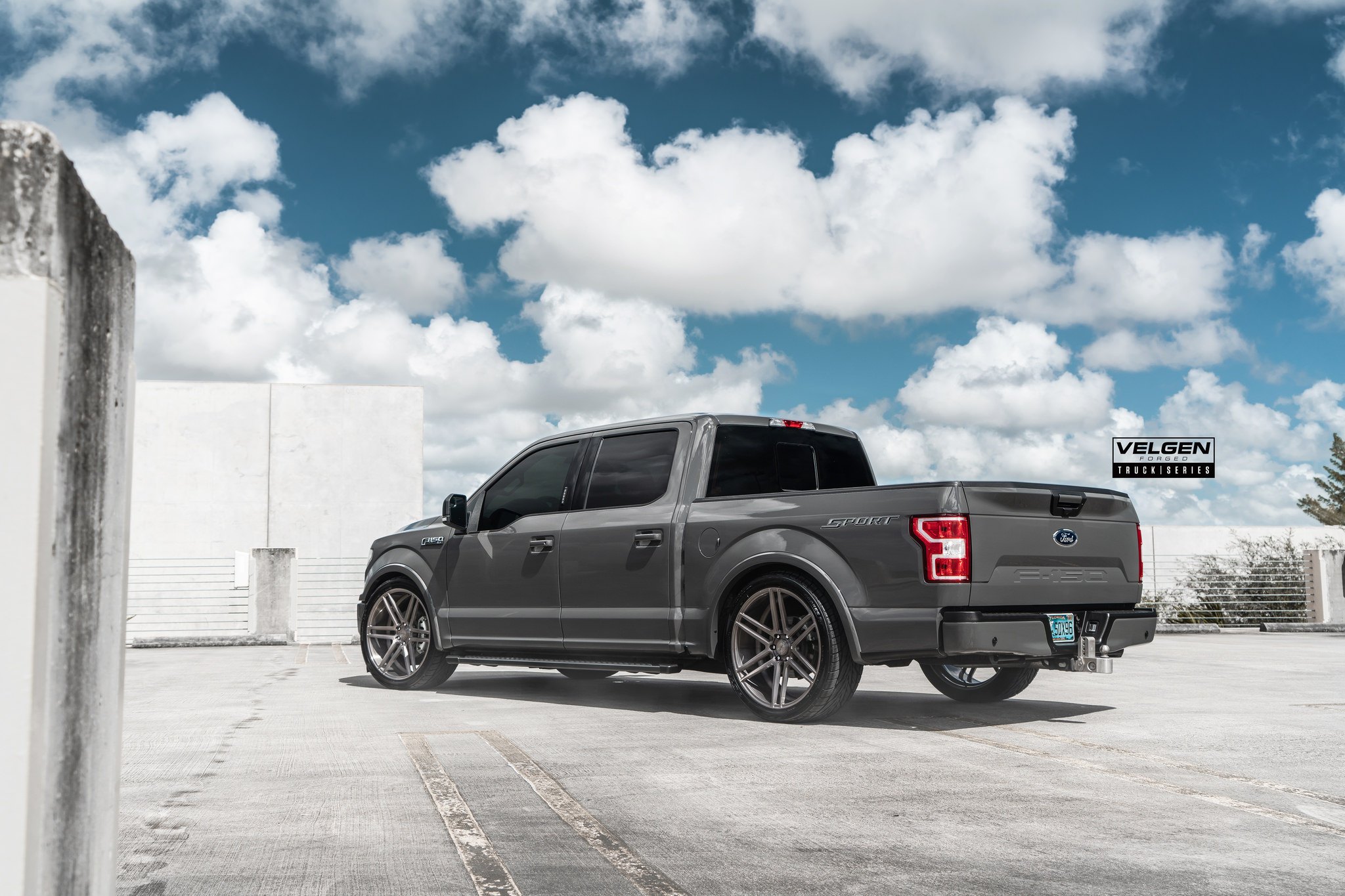 Aftermarket Hitch Receiver on Gray Ford F-150 - Photo by Velgen Wheels