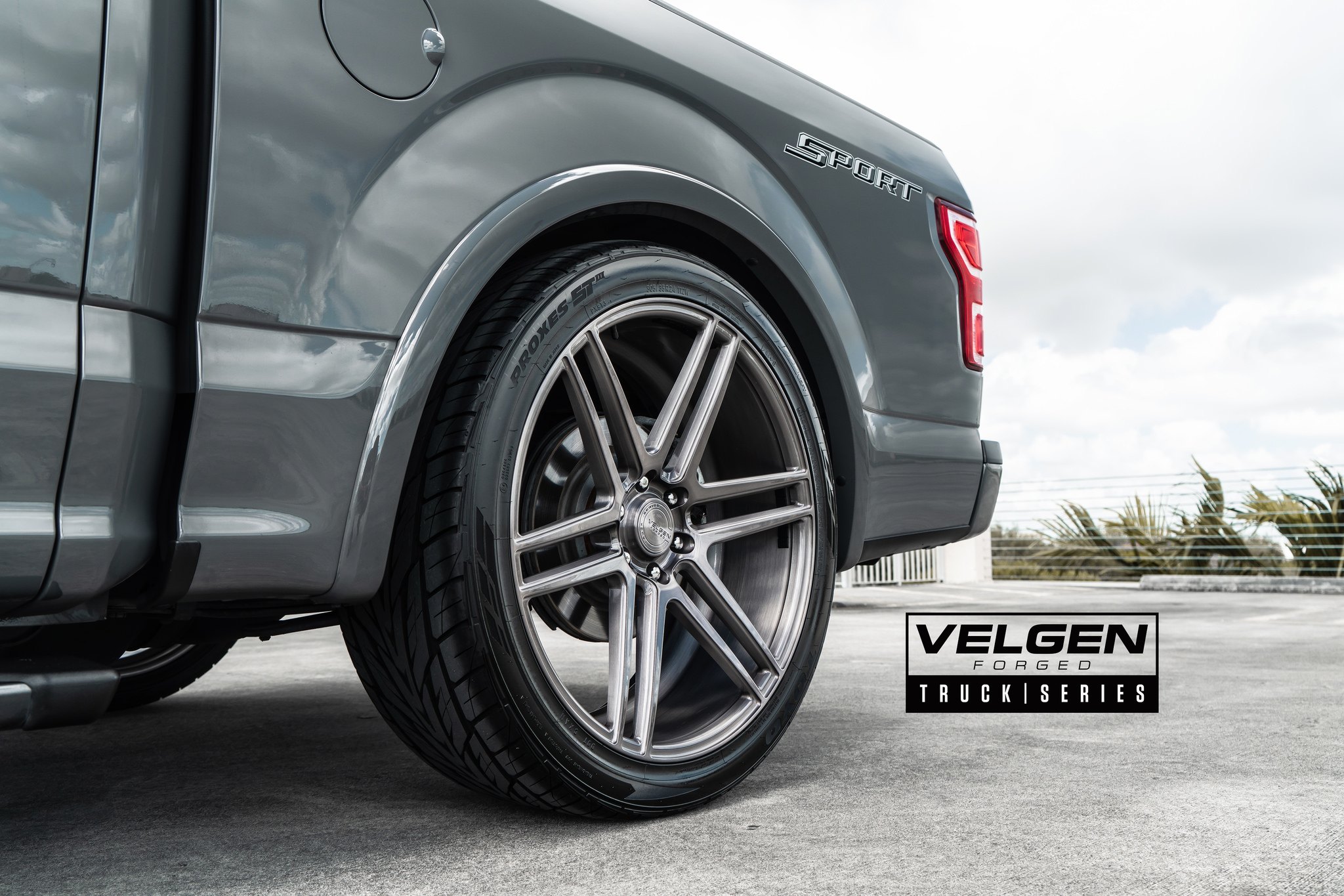 Toyo Proxes Tires on Custom Gray Ford F-150 - Photo by Velgen Wheels
