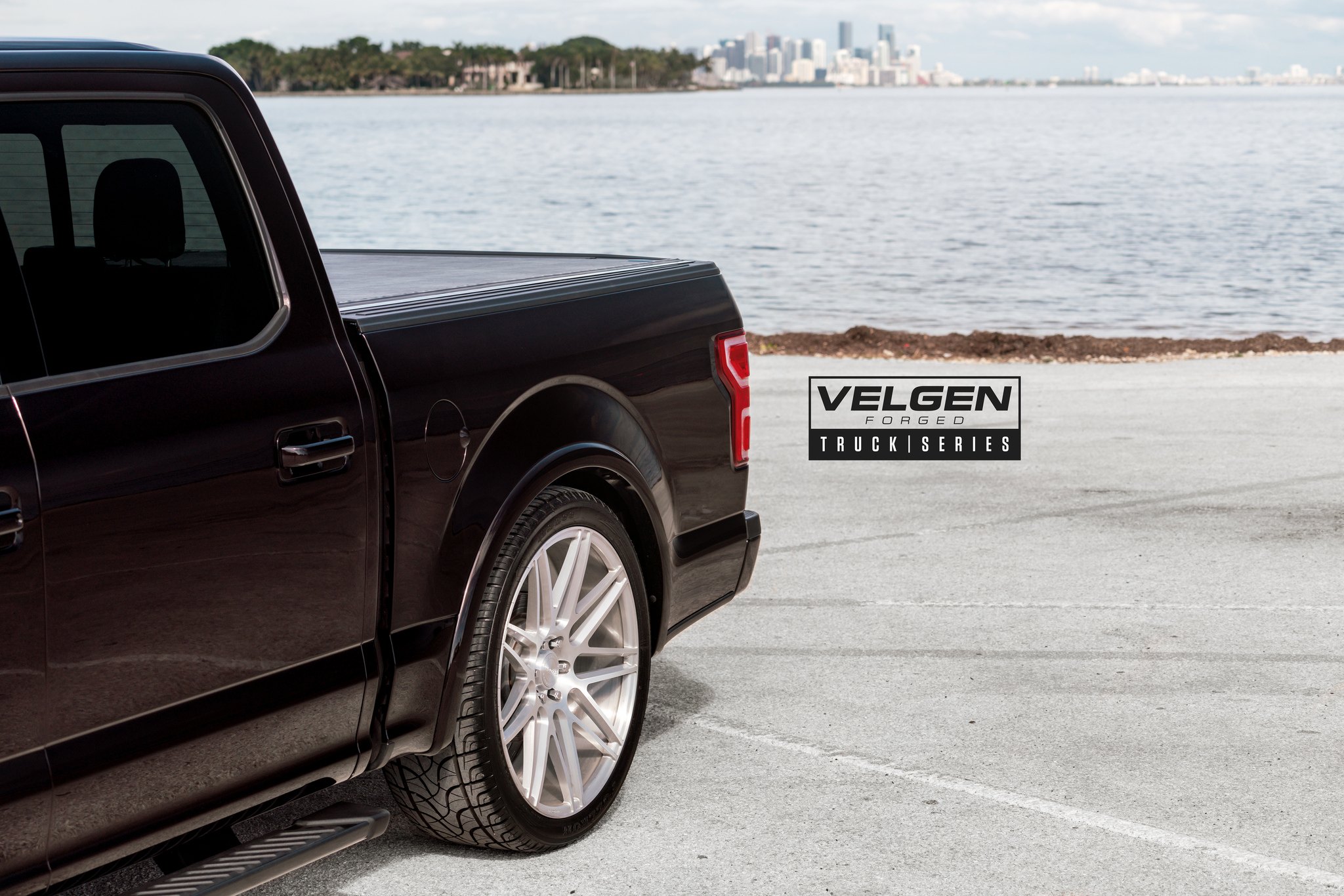 Aftermarket Running Boards on Brown Ford F-150 - Photo by Velgen Wheels