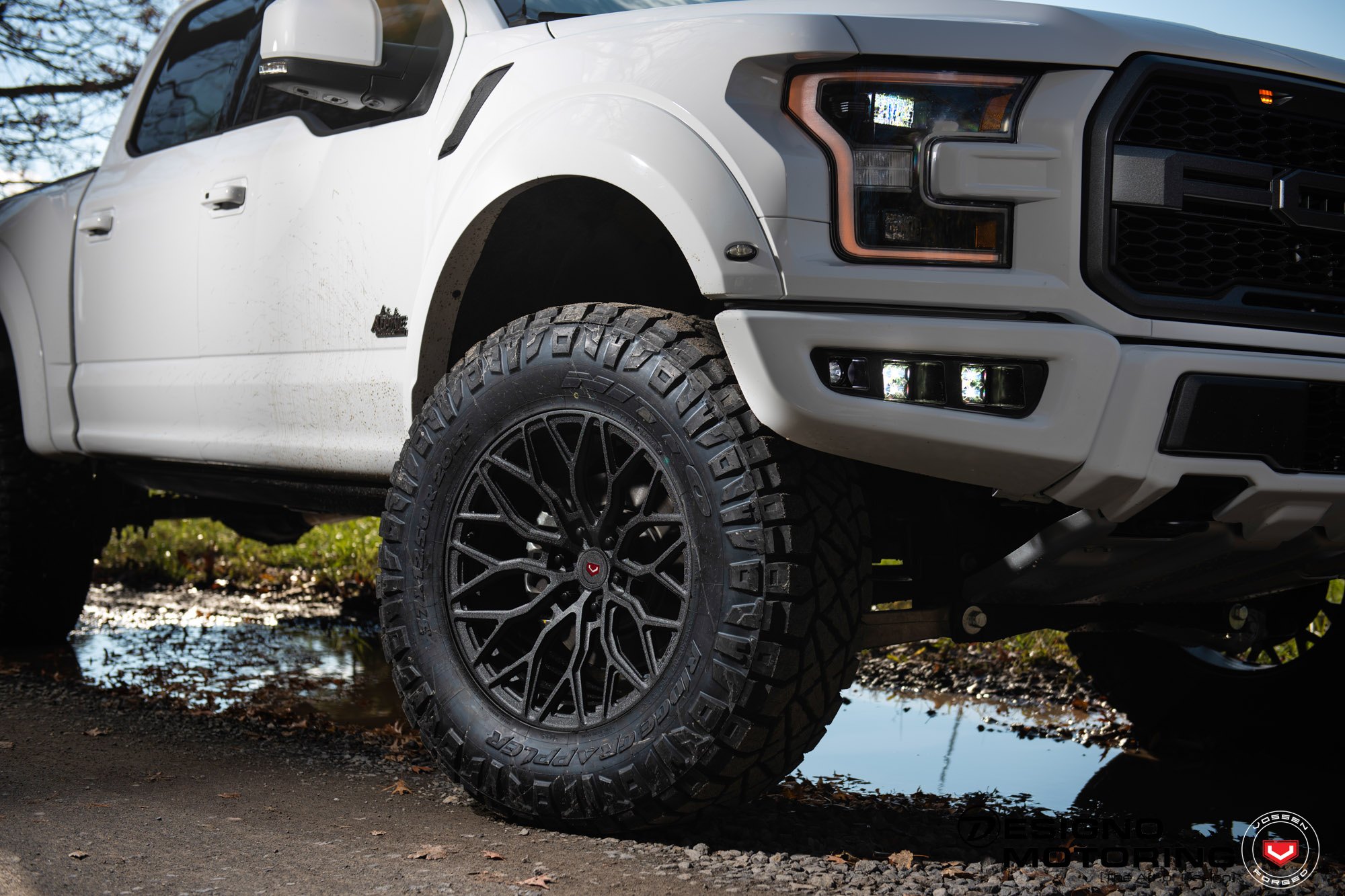 Nitto Tires on White Lifted Ford F-150 - Photo by Vossen Wheels