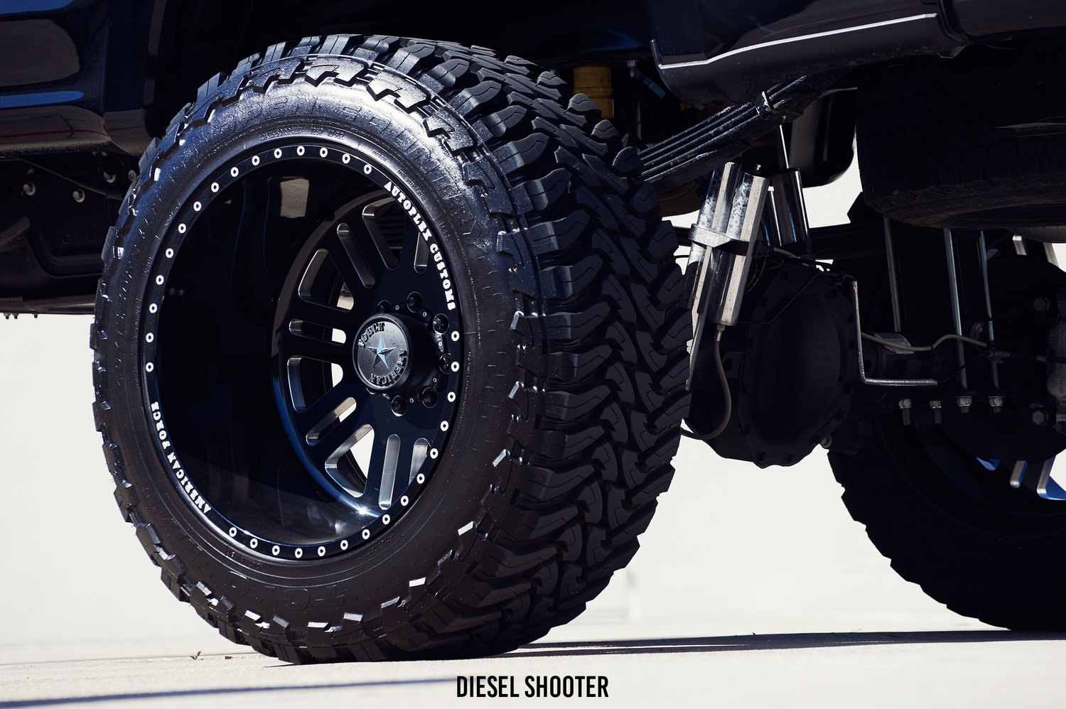 Black American Force Wheels on Lifted Ford F-250 - Photo by Diesel Shooter