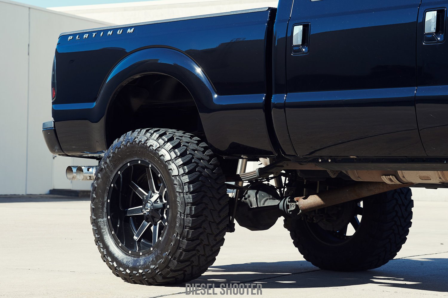 40 Inch Toyo Open Country M/T Tires on Black Ford F-250 - Photo by Diesel Shooter