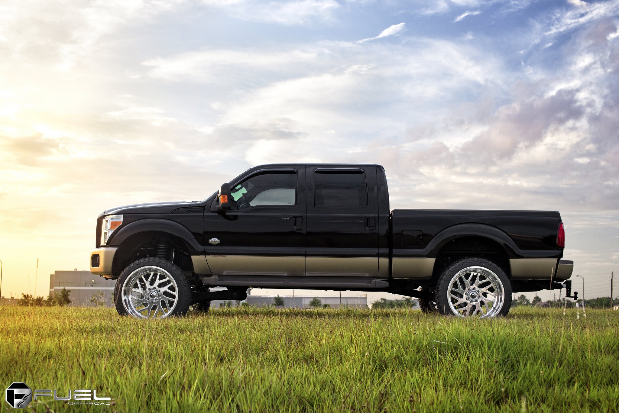 Black Ford F-250 with Textured Running Boards - Photo by Fuel Offroad