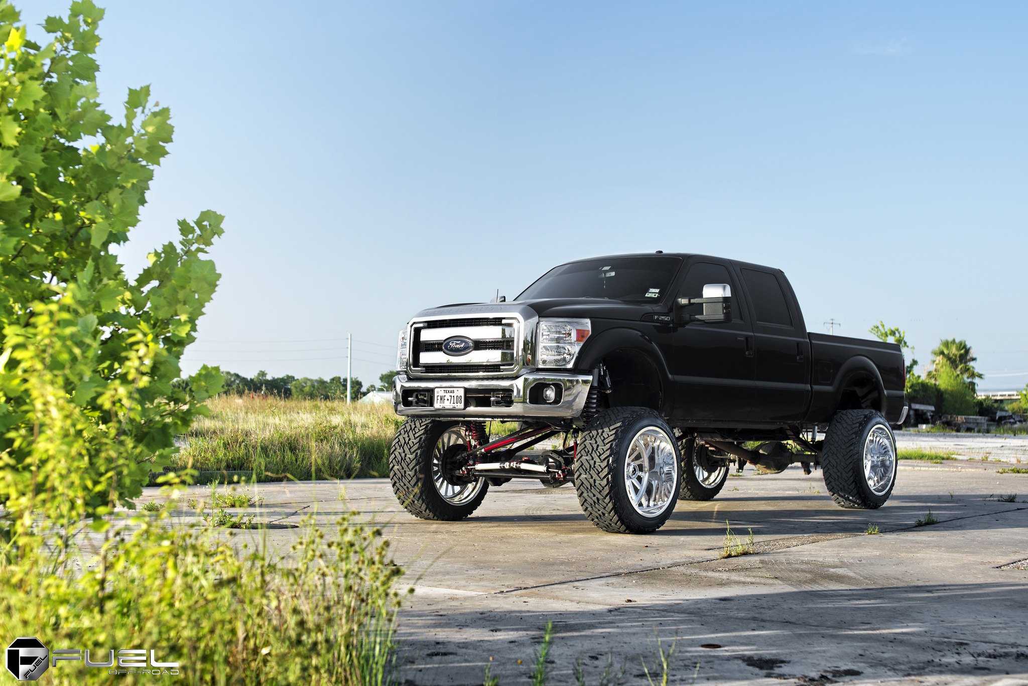 Custom Front Bumper on Black Lifted Ford F-250 - Photo by Fuel Offroad