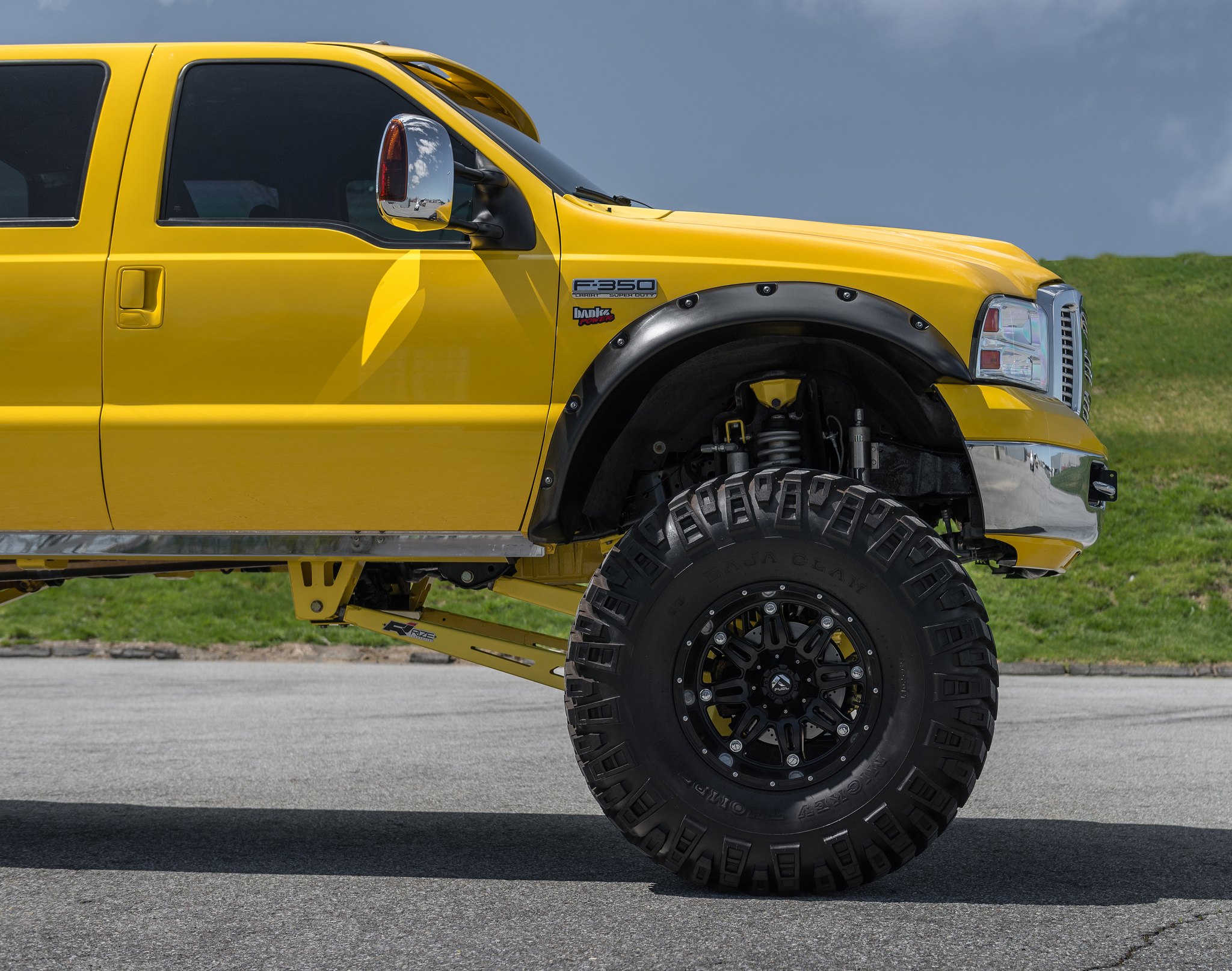 Yellow Ford F-250 with Matte Black Fuel Offroad Rims - Photo by Fuel Offroad