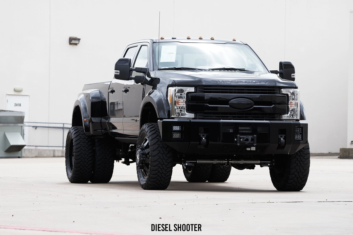 Blacked Out Ford F-450 with Aftermarket LED Headlights - Photo by Diesel Shooter