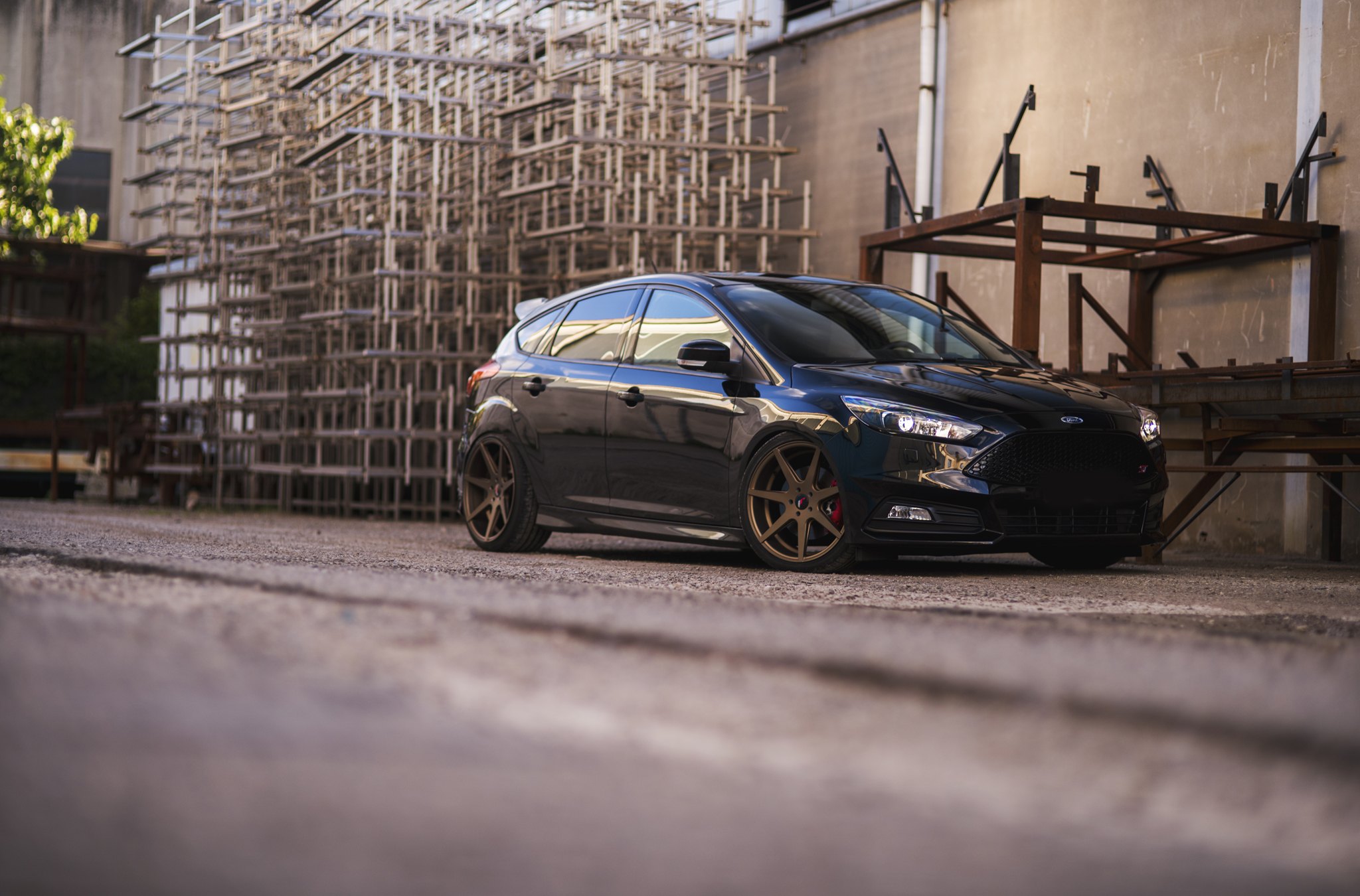 Front Bumper with Fog Lights on Black Ford Focus - Photo by JR Wheels