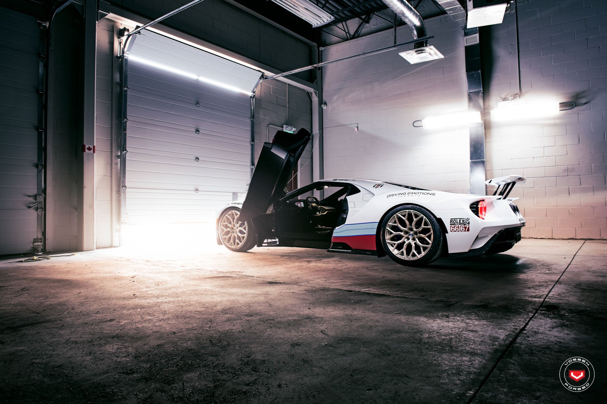 Michelin Tires on Custom White Debadged Ford GT - Photo by Vossen