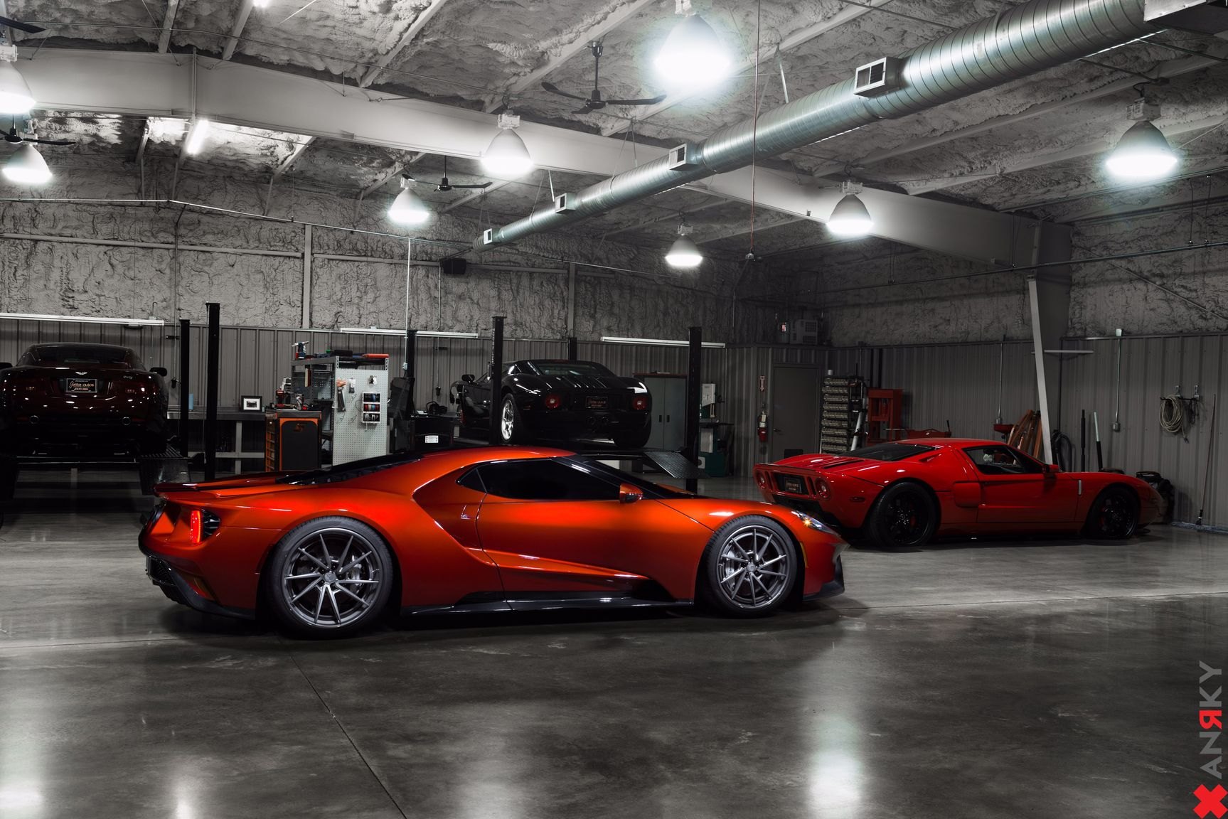 Aftermarket Side Scoops on Orange Ford GT - Photo by Anrky Wheels