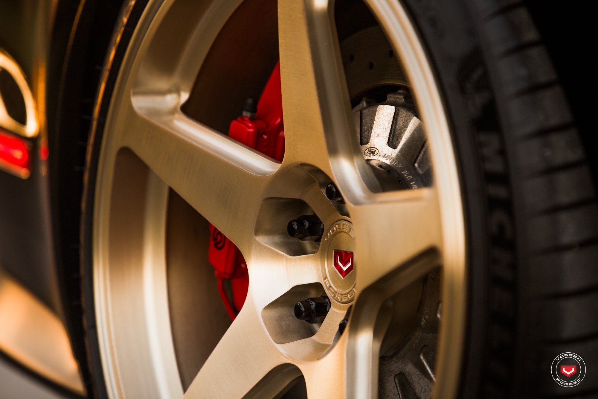 Vossen Rims with Brembo Brakes on Black Ford Mustang - Photo by Vossen