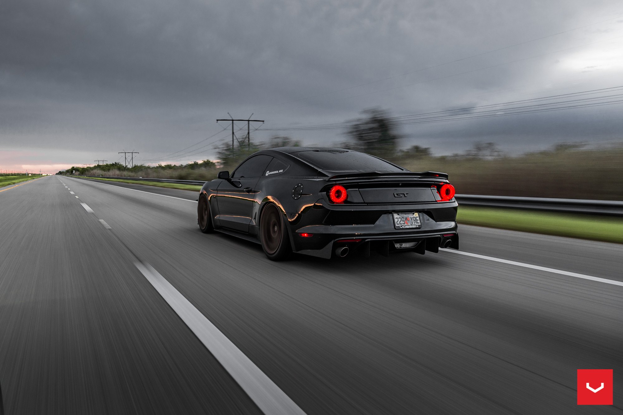 Black Ford Mustang GT with Red LED Taillights - Photo by Vossen