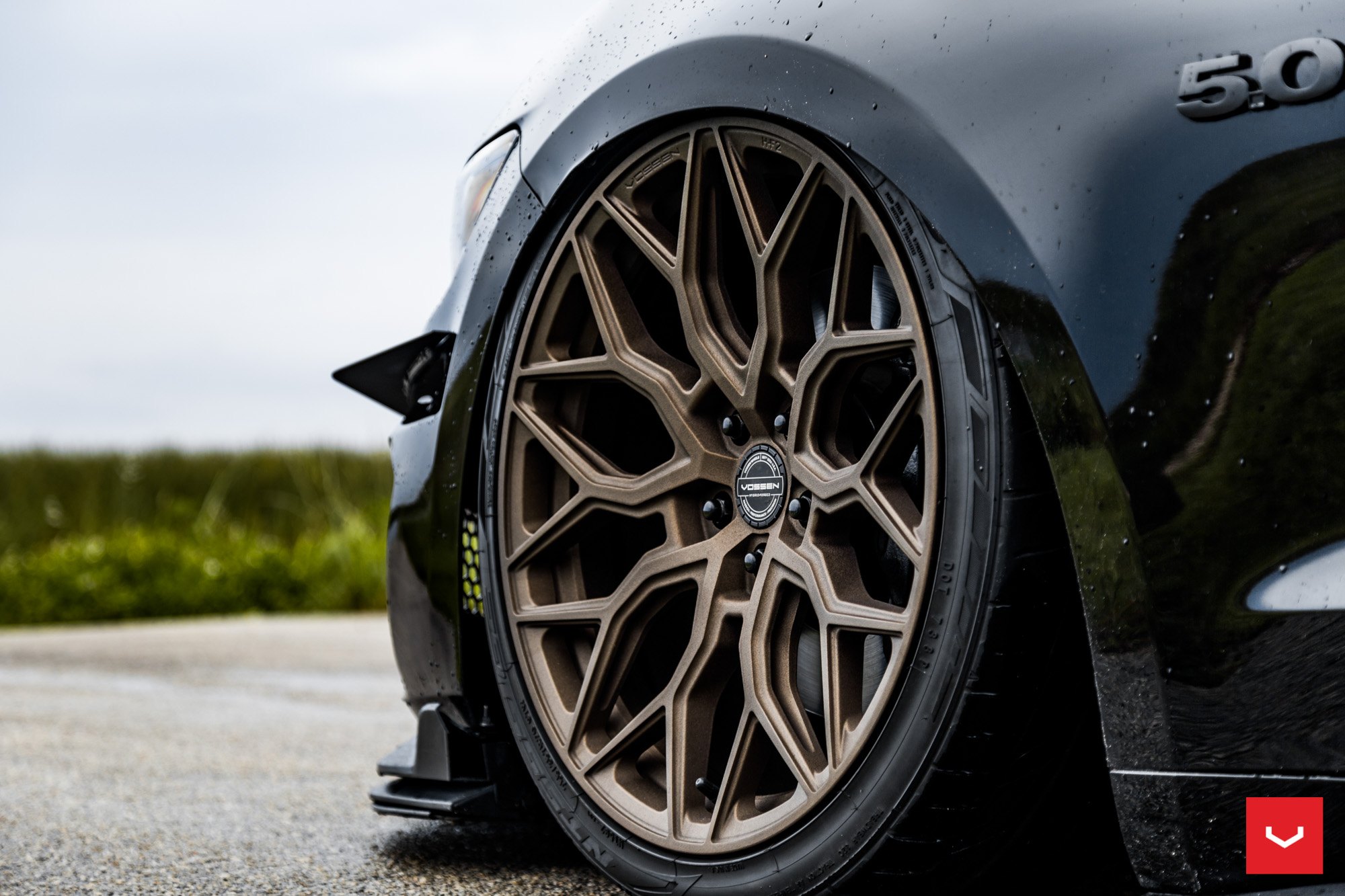 Bronze Vossen Wheels on Black Ford Mustang GT - Photo by Vossen