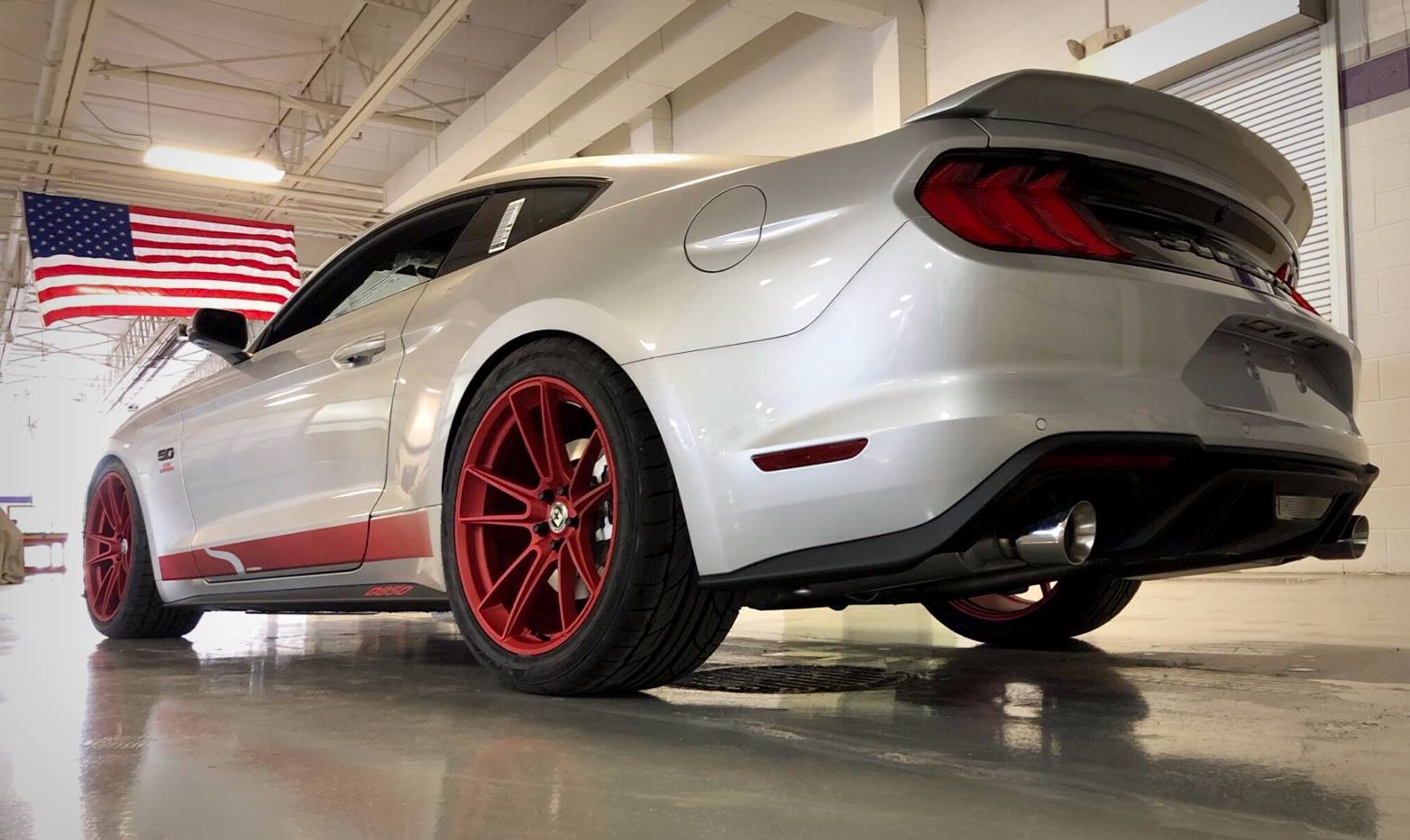 Custom Rear Lip Spoiler on White Ford Mustang - Photo by Steeda Performance
