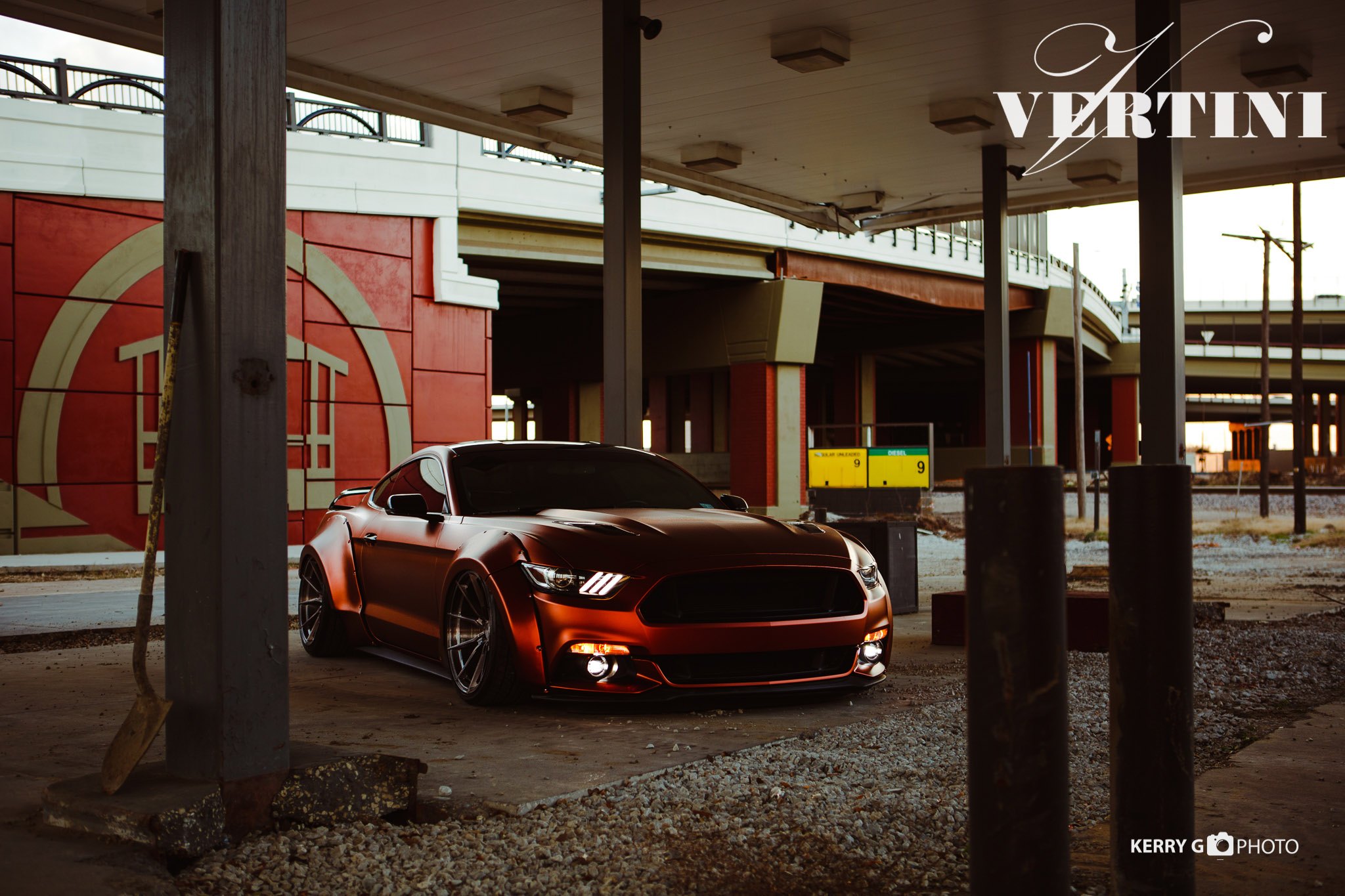 Orange Ford Mustang with Custom Vertini Wheels - Photo by Vertini Wheels