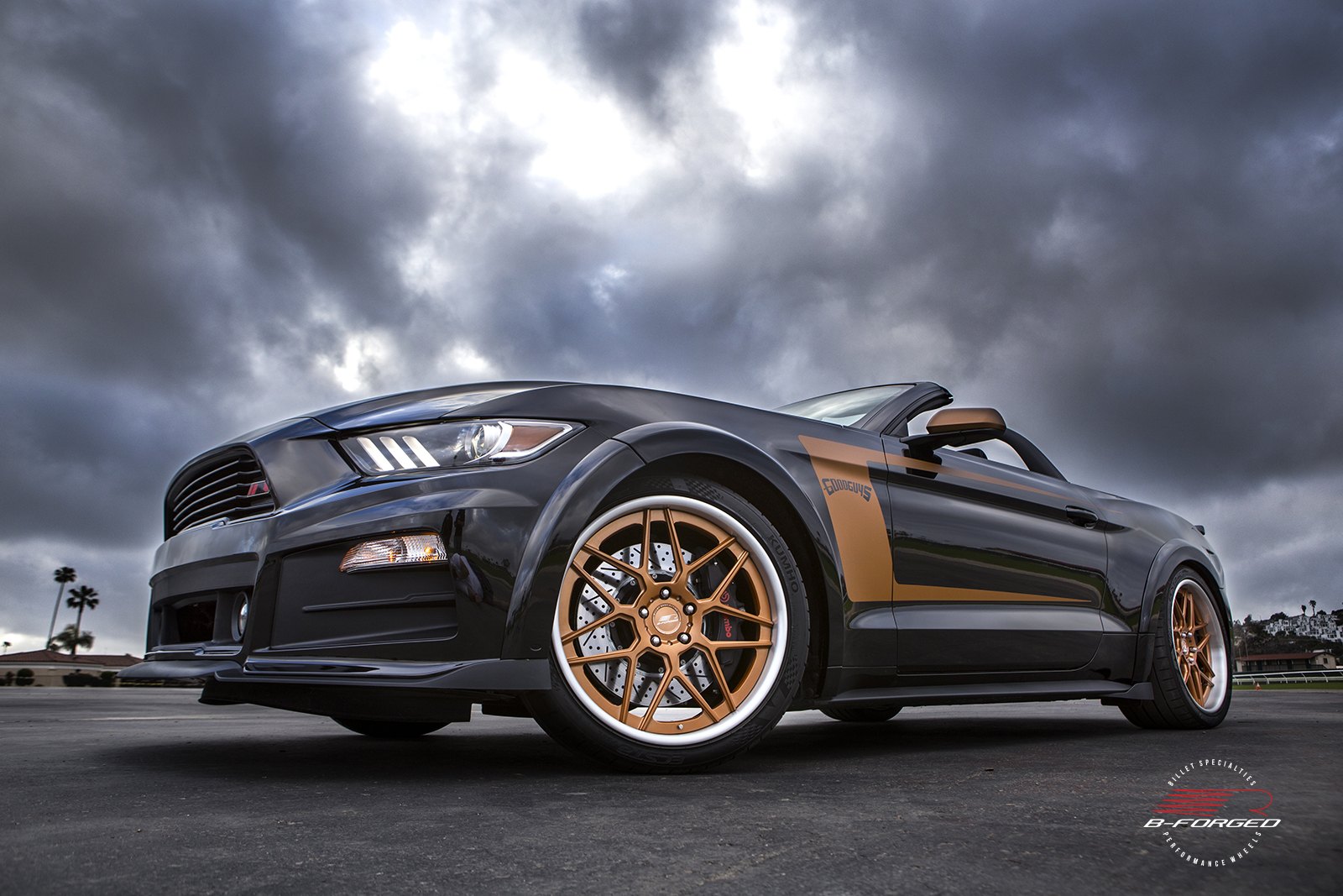 Black Convertible Ford Mustang with B-Forged Custom Rims - Photo by B-Forged Performance Wheels