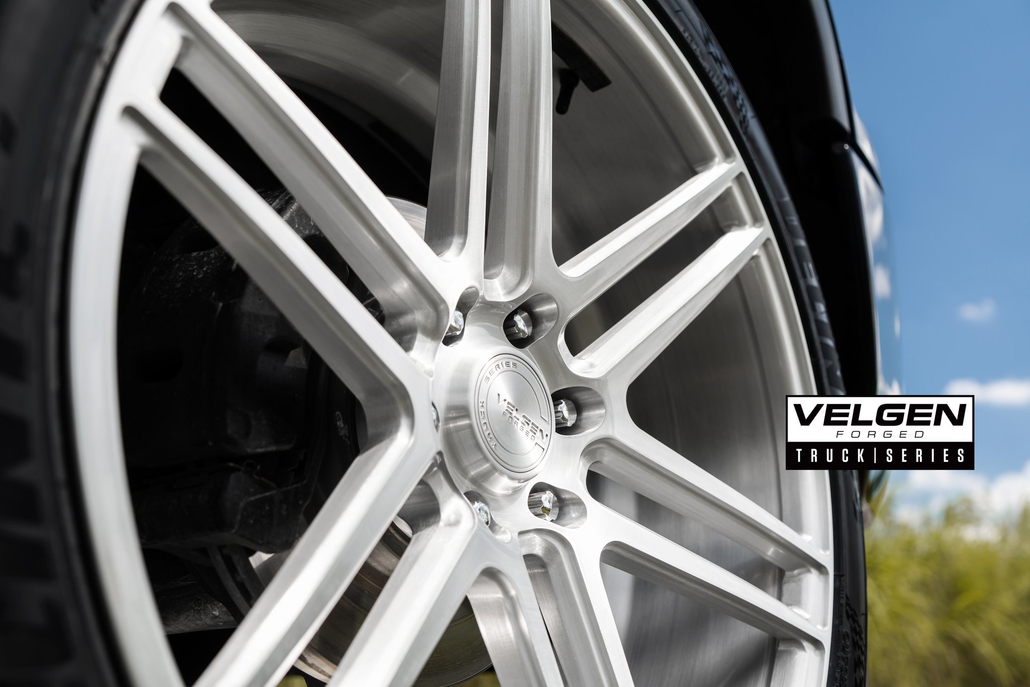 Black GMC Sierra Denali with Chrome Forged Velgen Rims - Photo by Velgen Wheels