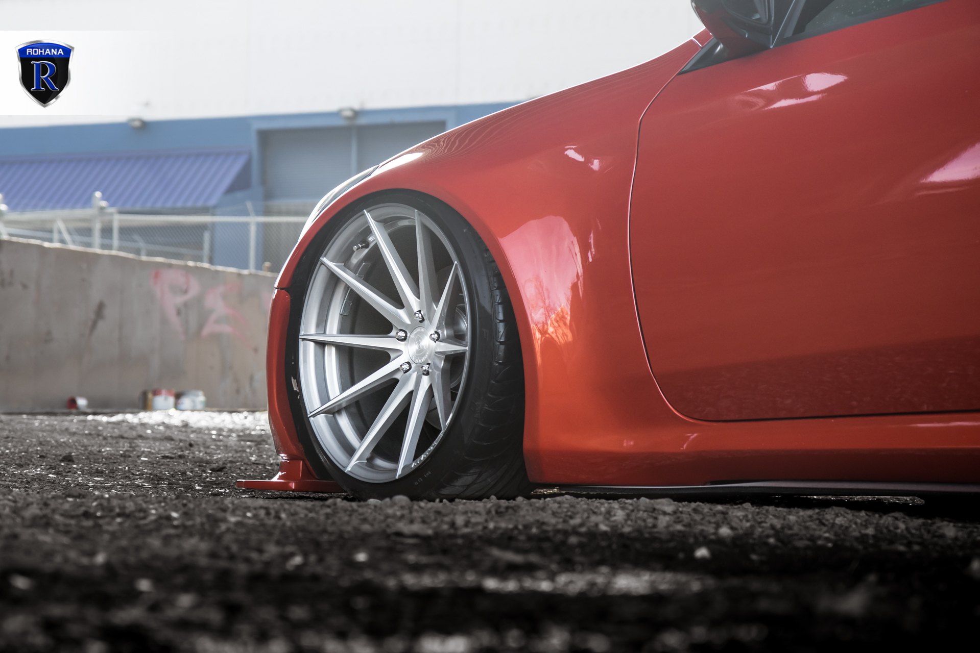 Carbon Fiber Side Skirts on Red Hyundai Genesis Coupe - Photo by Rohana Wheels