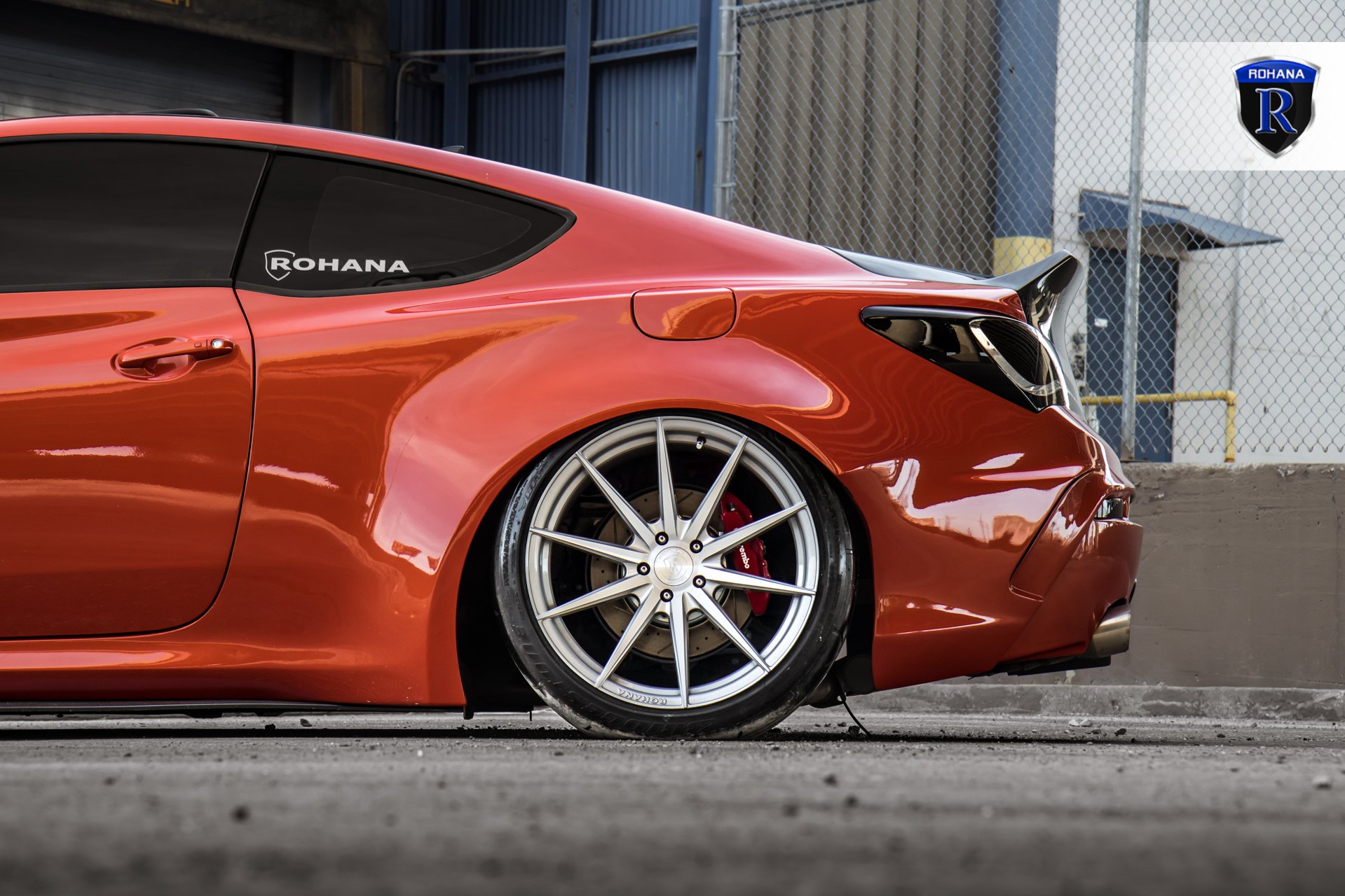 Red Hyundai Genesis Coupe with Aftermarket Rear Diffuser - Photo by Rohana Wheels