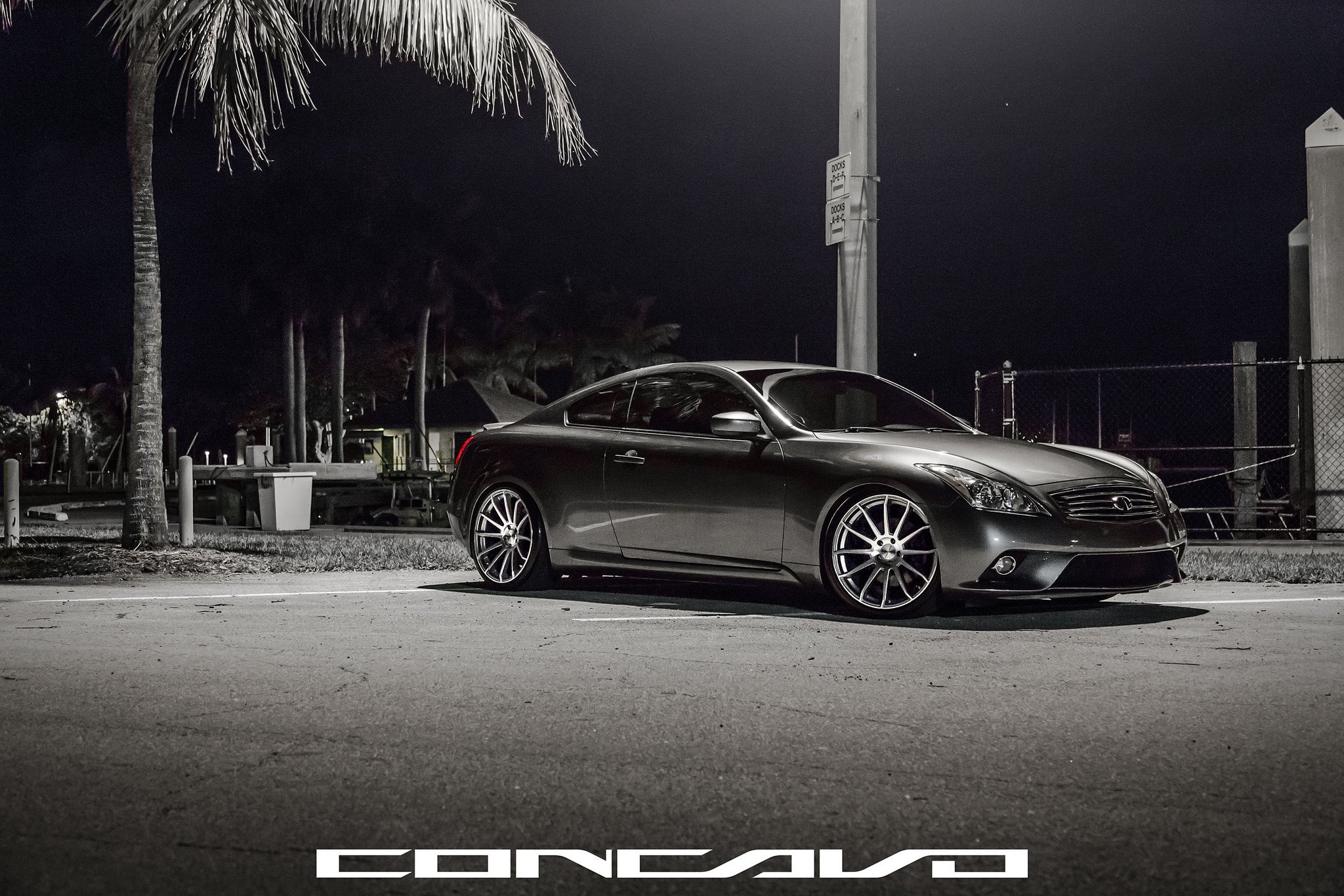 Custom Black Infiniti G37 with Chrome Grille - Photo by Concavo Wheels