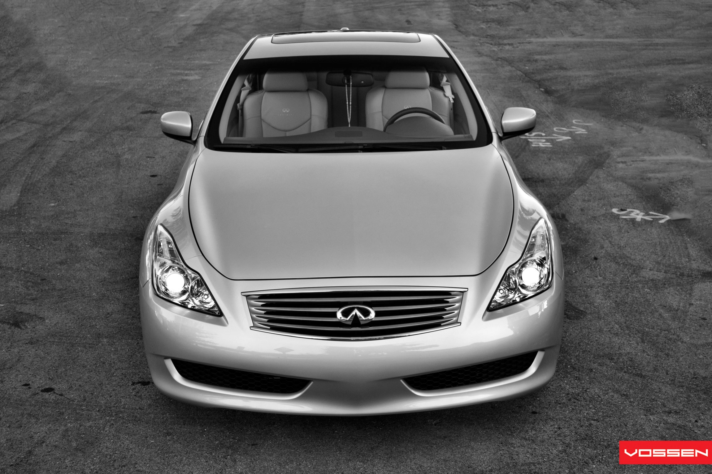 Silver Infiniti G37 with Crystal Clear Headlights - Photo by Vossen