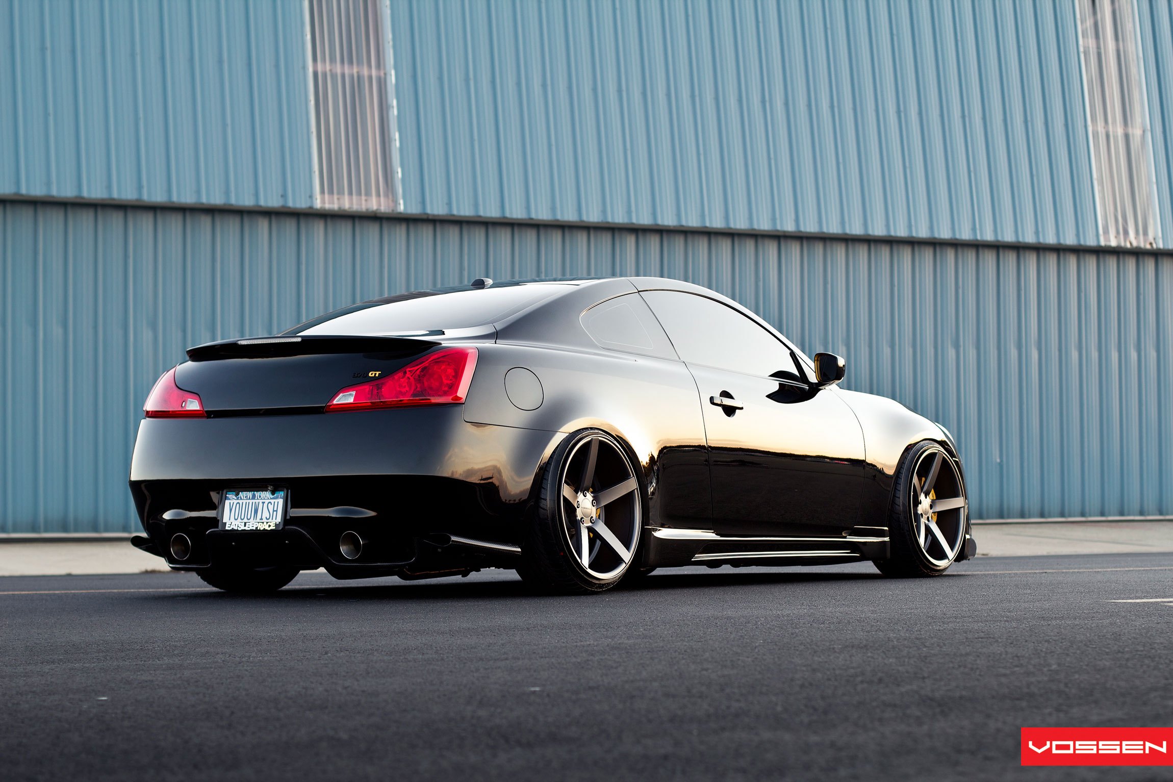 Black Infiniti G37 with Custom Rear Diffuser - Photo by Vossen