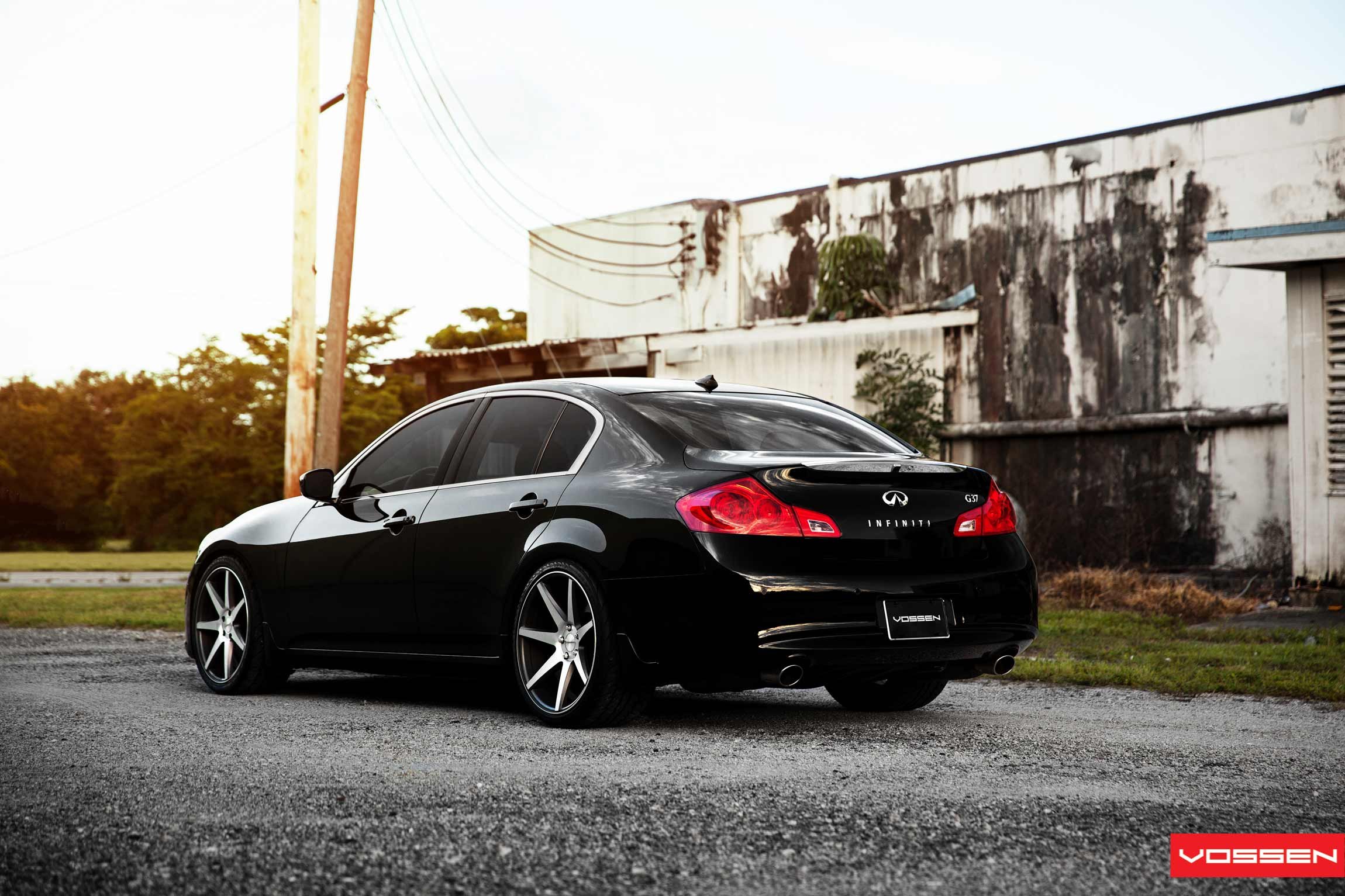 Black Infiniti G37 with Aftermarket Red LED Taillights - Photo by Vossen
