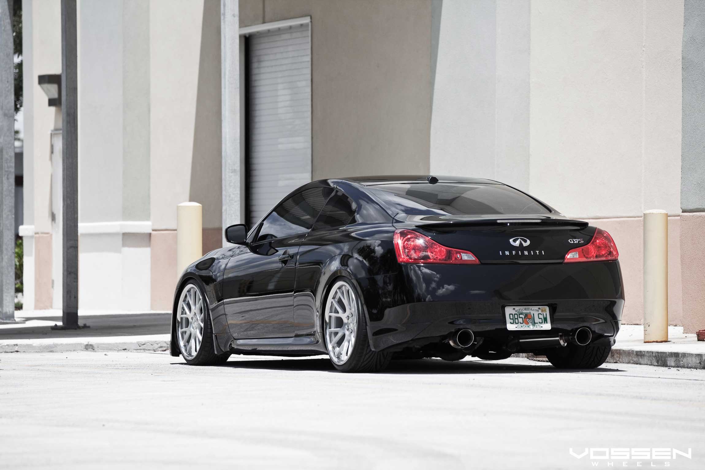 Custom Exhaust System with Single Tips on Infiniti G37 - Photo by Vossen