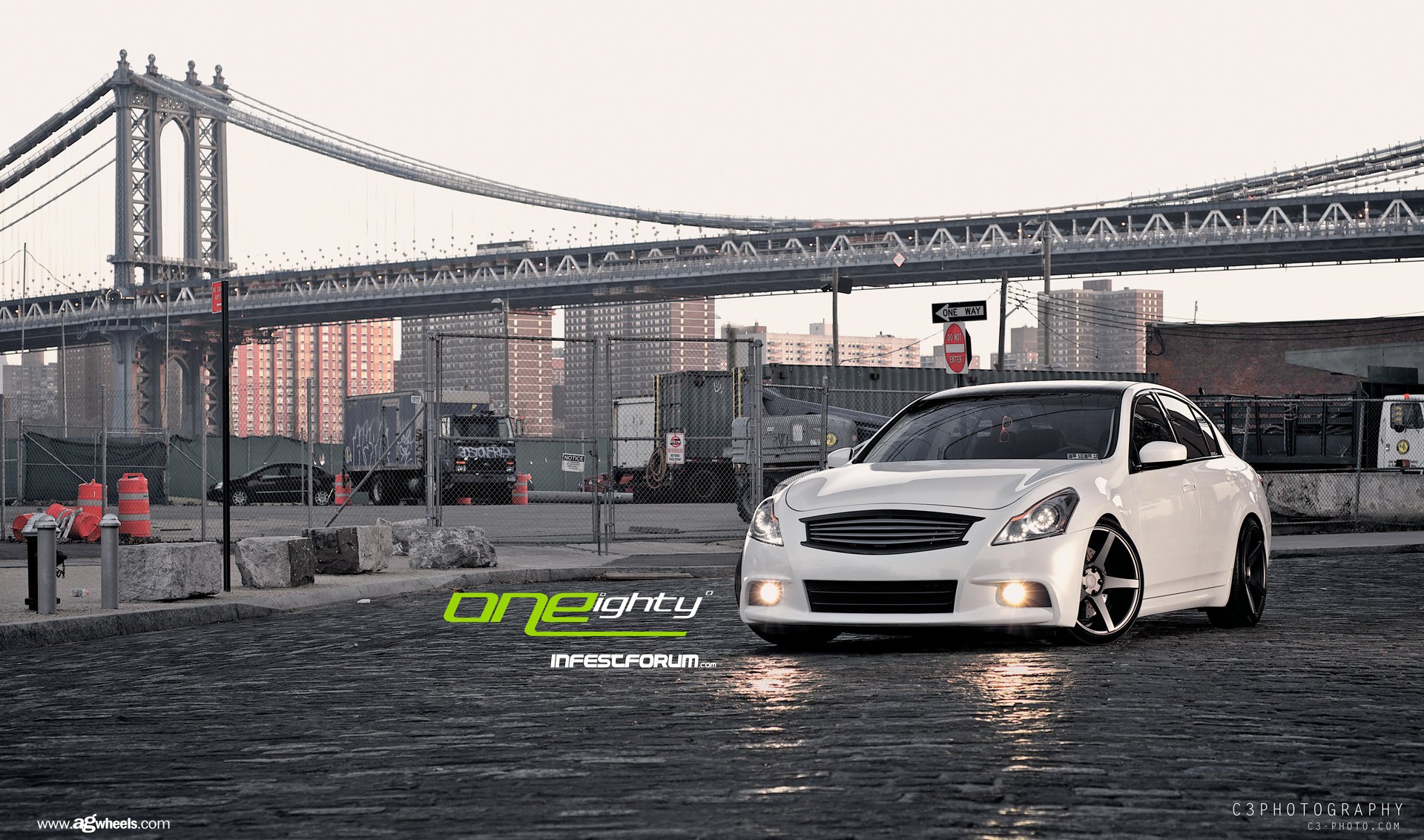 White Infiniti G37 with Aftermarket LED Headlights - Photo by Avant Garde Wheels