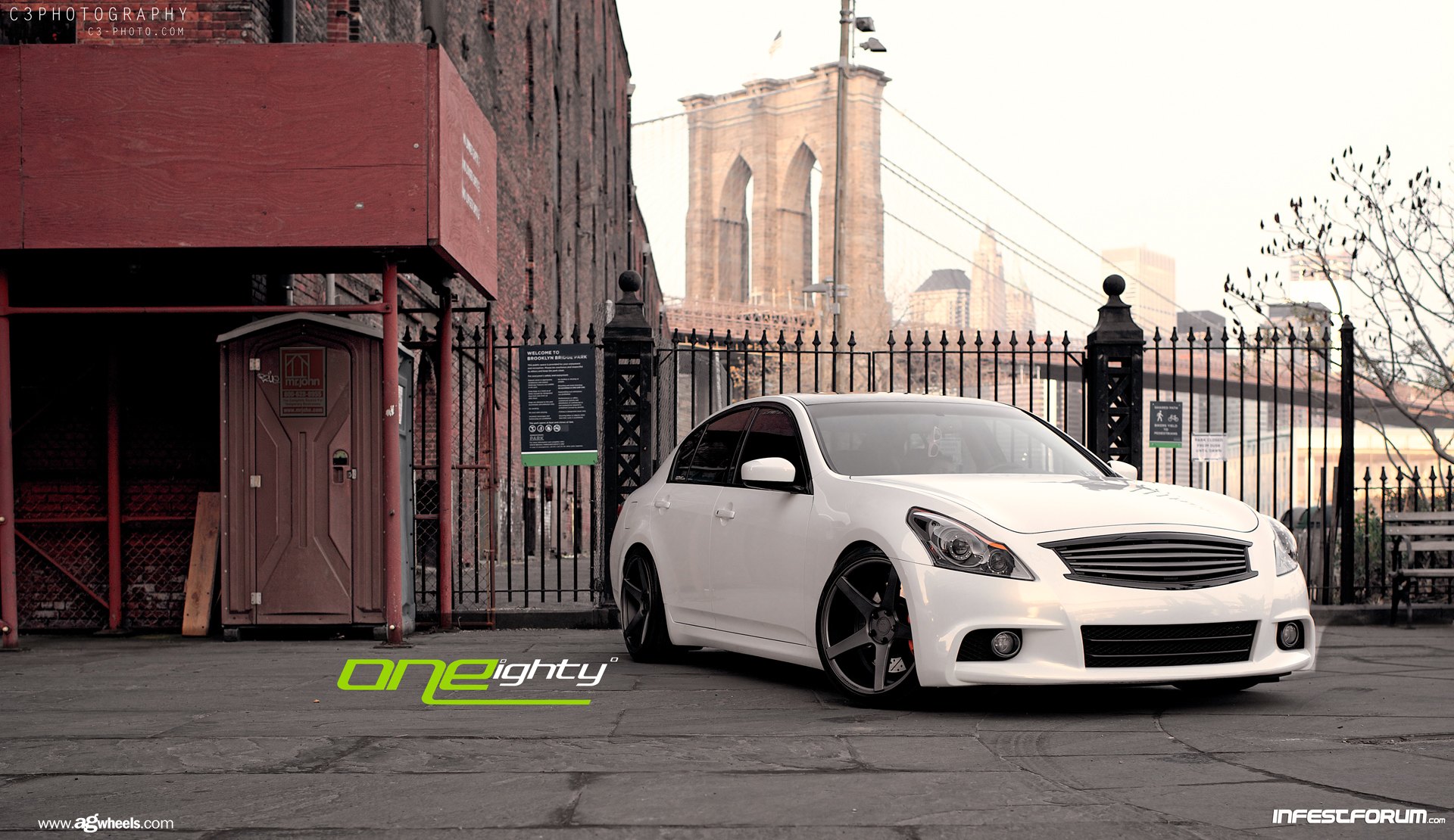 White Infiniti G37 with Aftermarket Front Bumper - Photo by Avant Garde Wheels