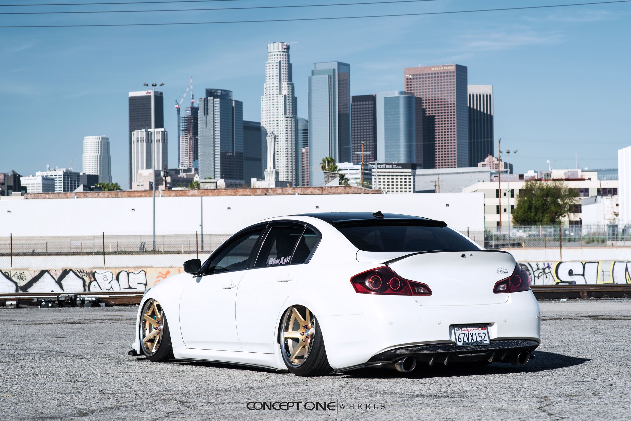 Bronze Concept One Wheels on White Infiniti G37 - Photo by Concept One