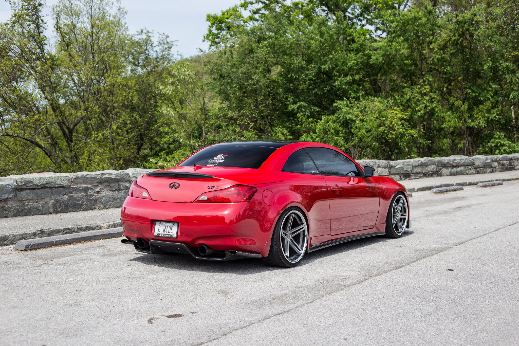 Carbon Fiber Rear Diffuser on Red Infiniti G37 - Photo by Concept One