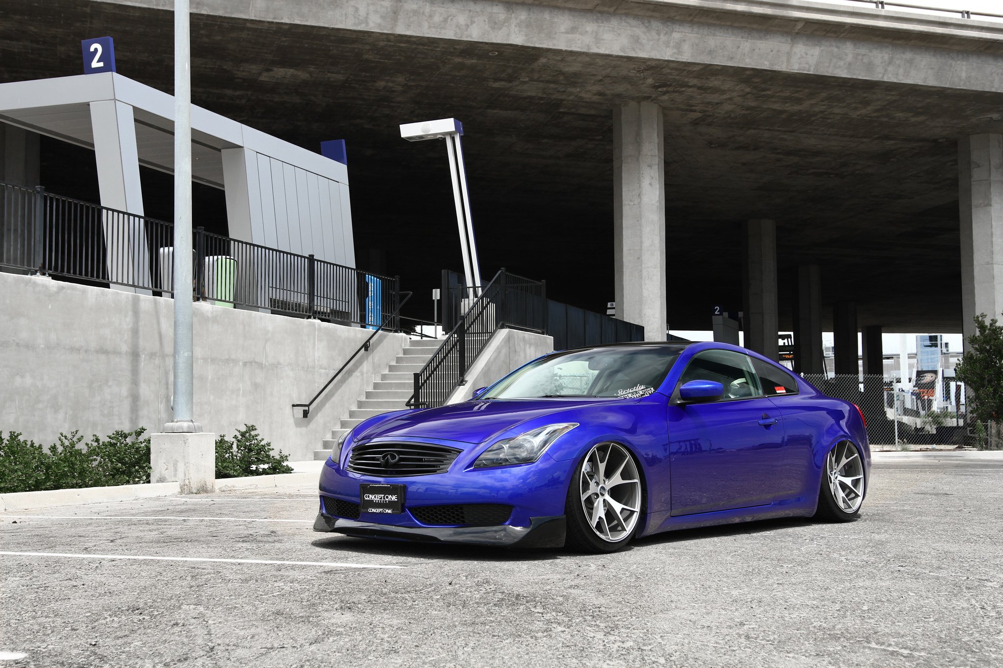 Custom Front Lip on Blue Infiniti G37 - Photo by Concept One