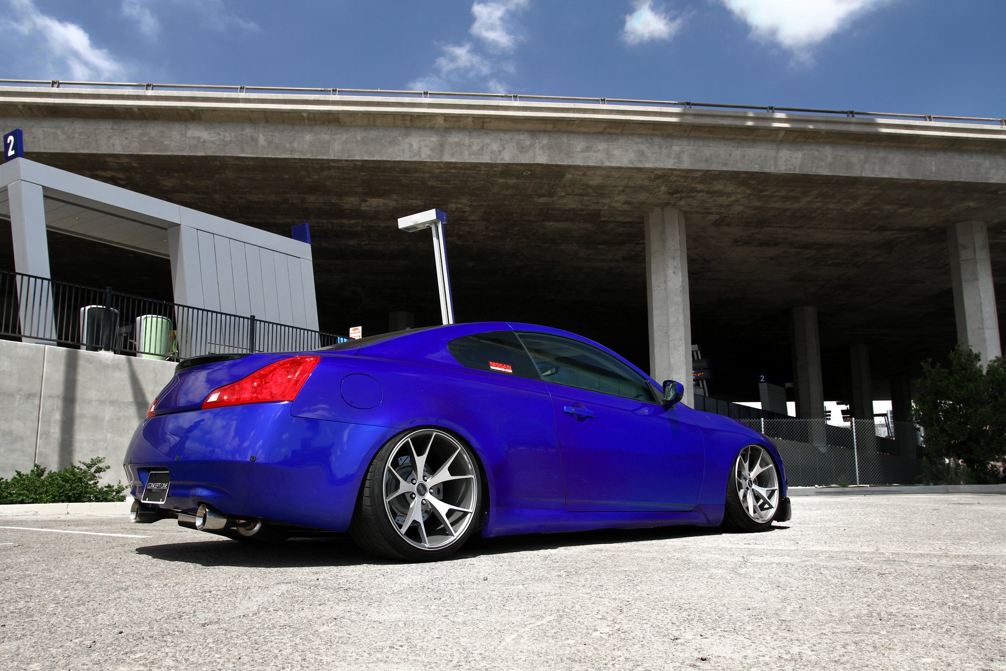 Custom Exhaust System on Blue Infiniti G37 - Photo by Concept One