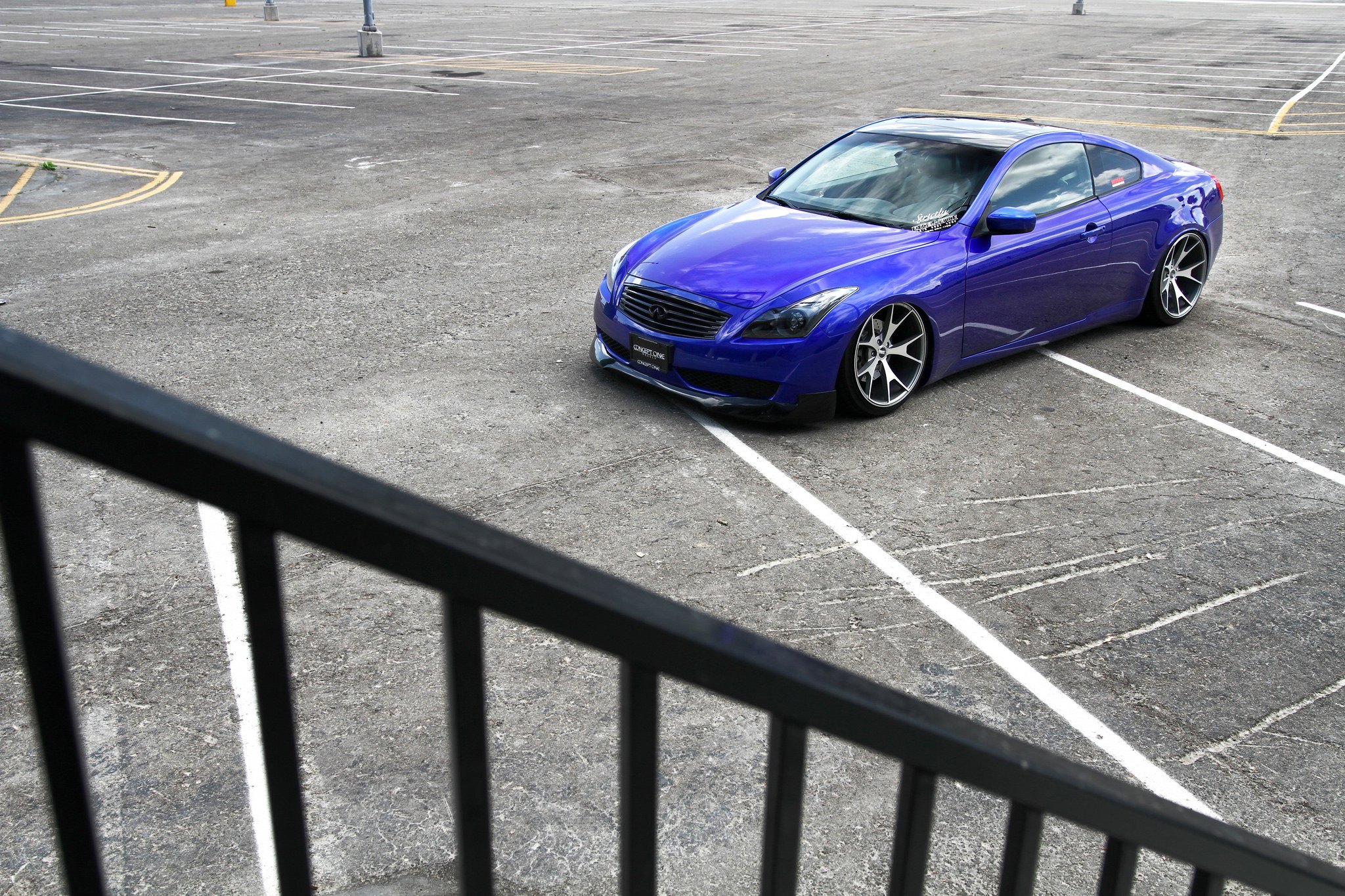 Blue Infiniti G37 with Blacked Out Billet Grille - Photo by Concept One