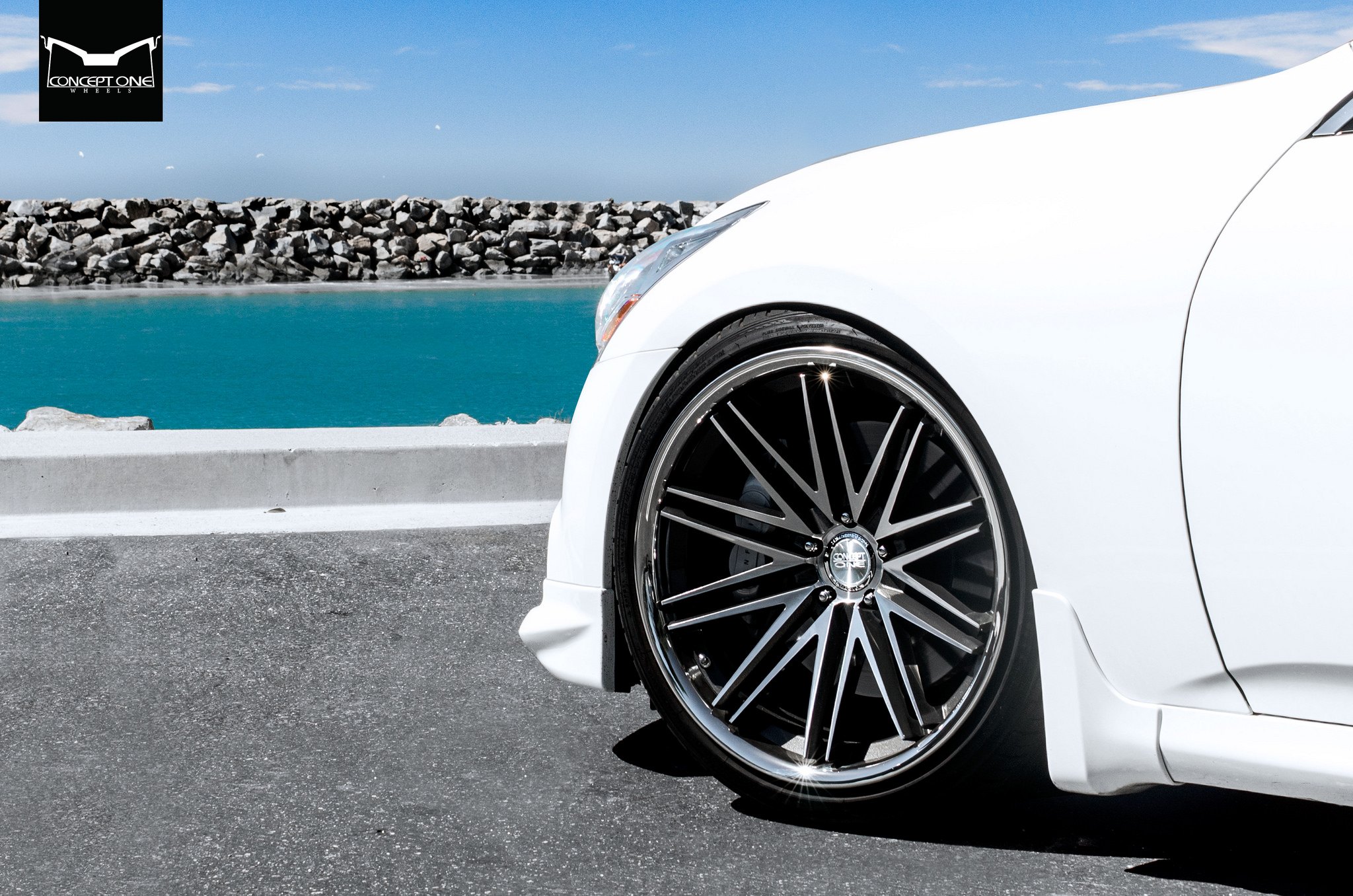 Polished Concept One Wheels on White Infiniti G37 - Photo by Concept One