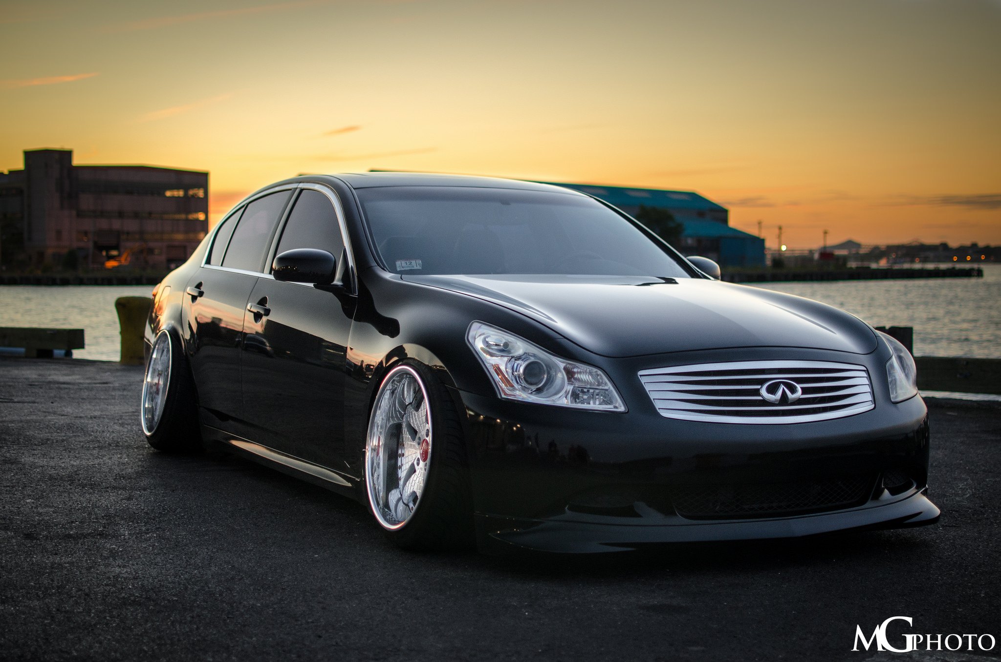 Front Bumper with Fog Lights on Black Stancd Infiniti G37e - Photo by Matthew Gaumont