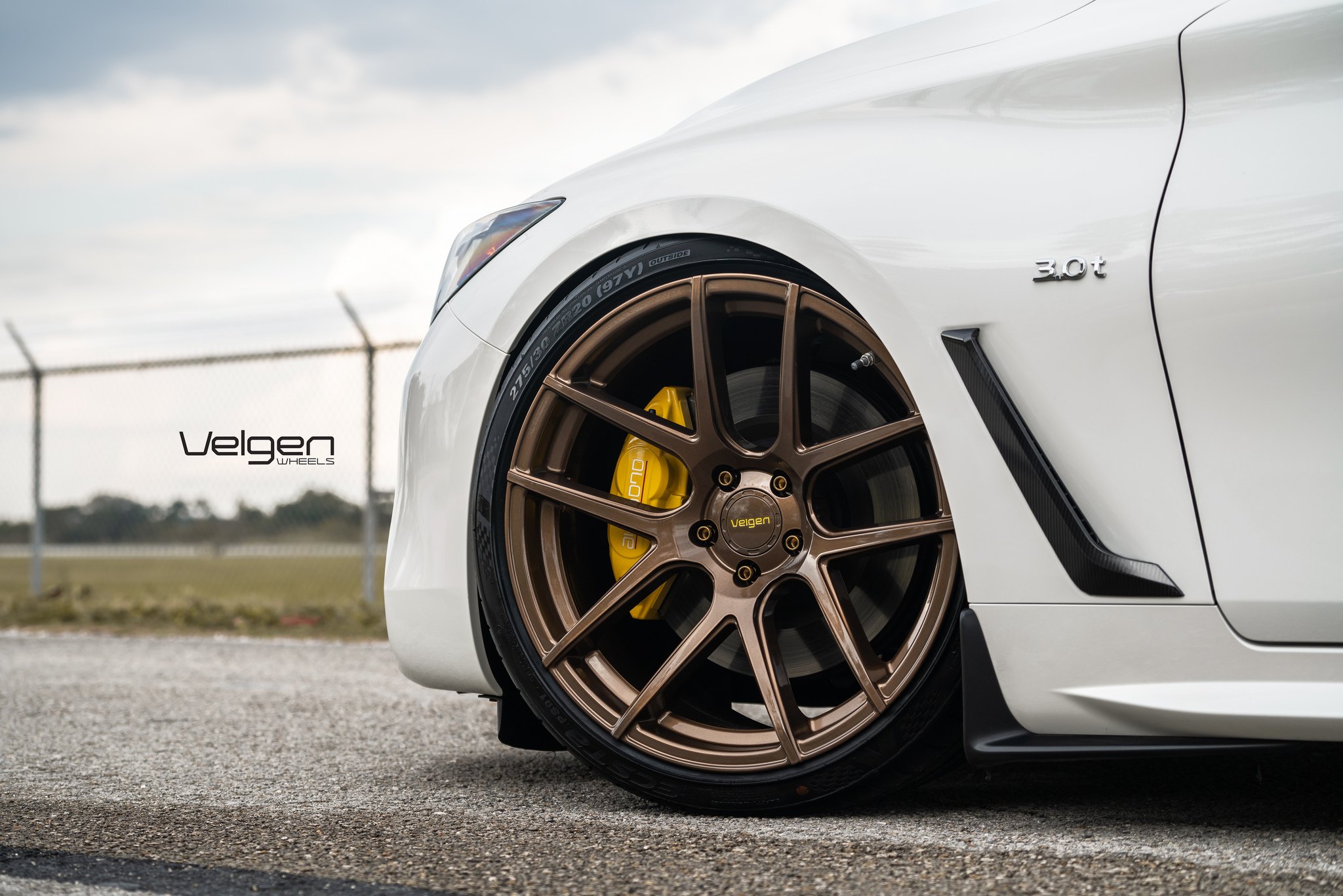 Custom White Infiniti Q60 on Michelin Tires - Photo by Velgen Wheels