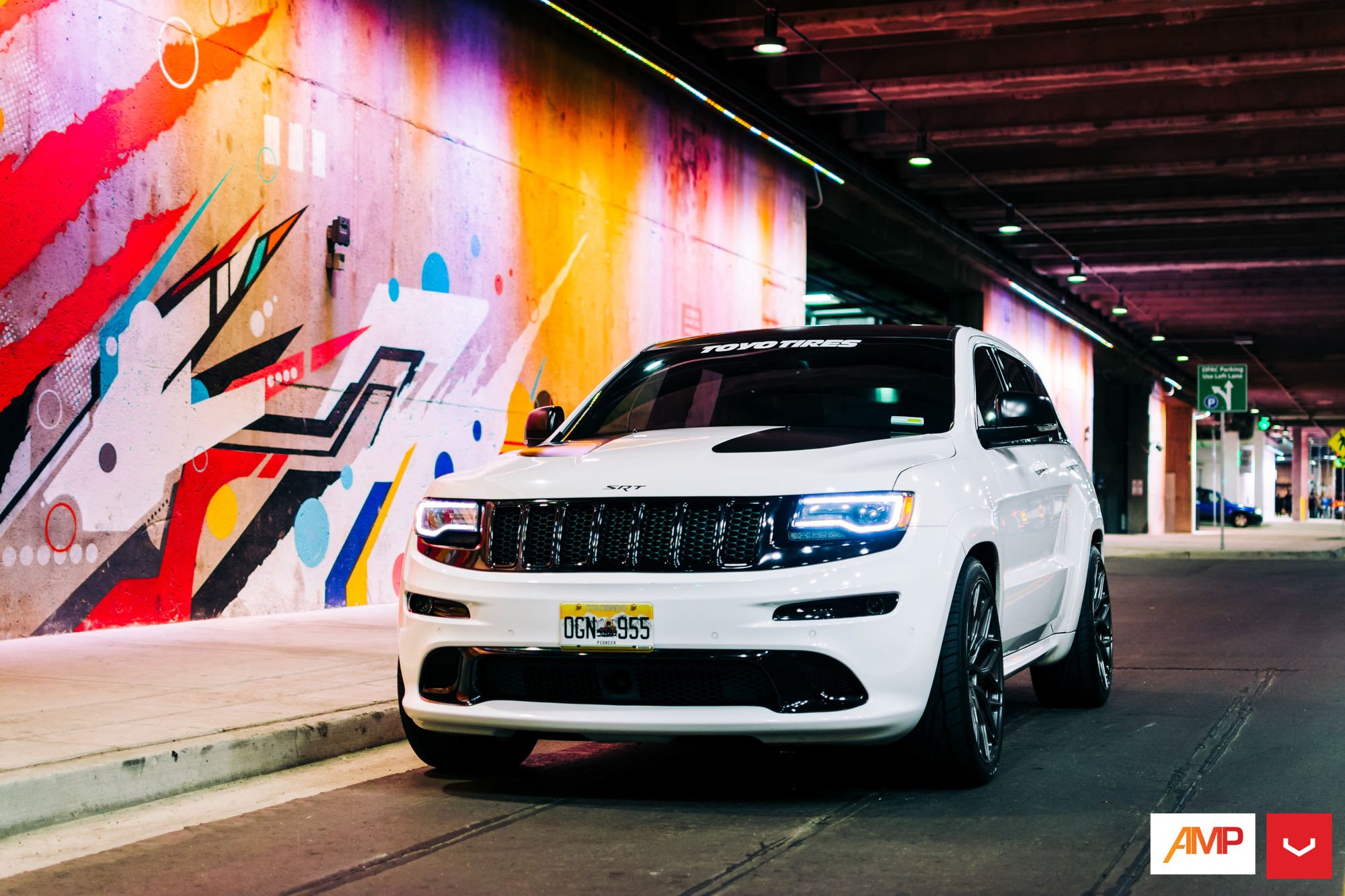 White Jeep Grand Cherokee with Aftermarket Front Bumper - Photo by Vossen