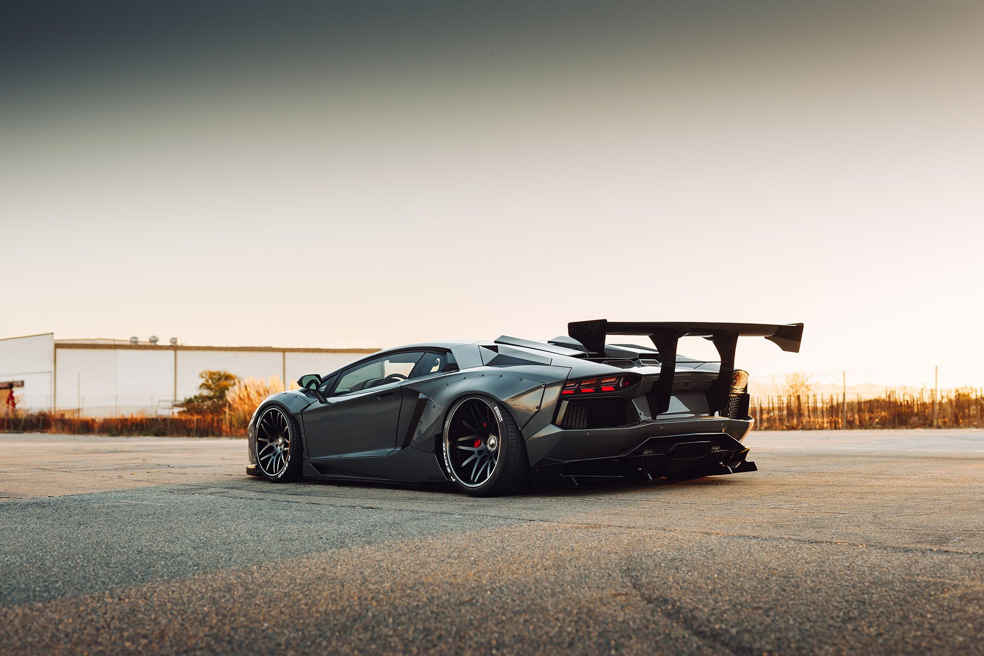 Large Wing Spoiler on Black Lamborghini Aventador - Photo by Forgiato