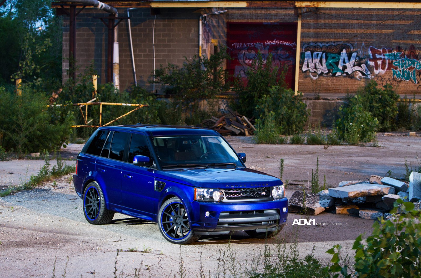 Matte Black ADV1 Wheels on Blue Range Rover Sport - Photo by ADV.1