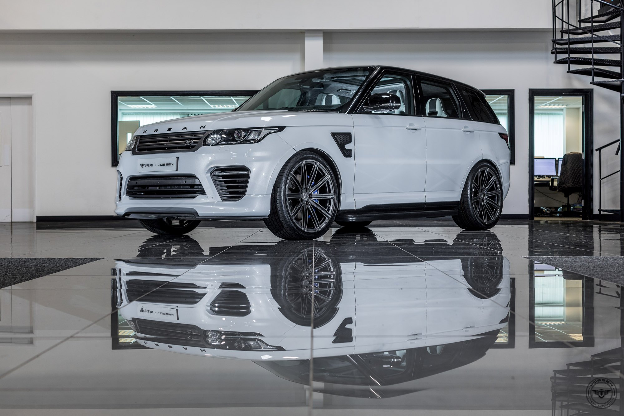 Custom White Range Rover Sport with Black Accents - Photo by Vossen