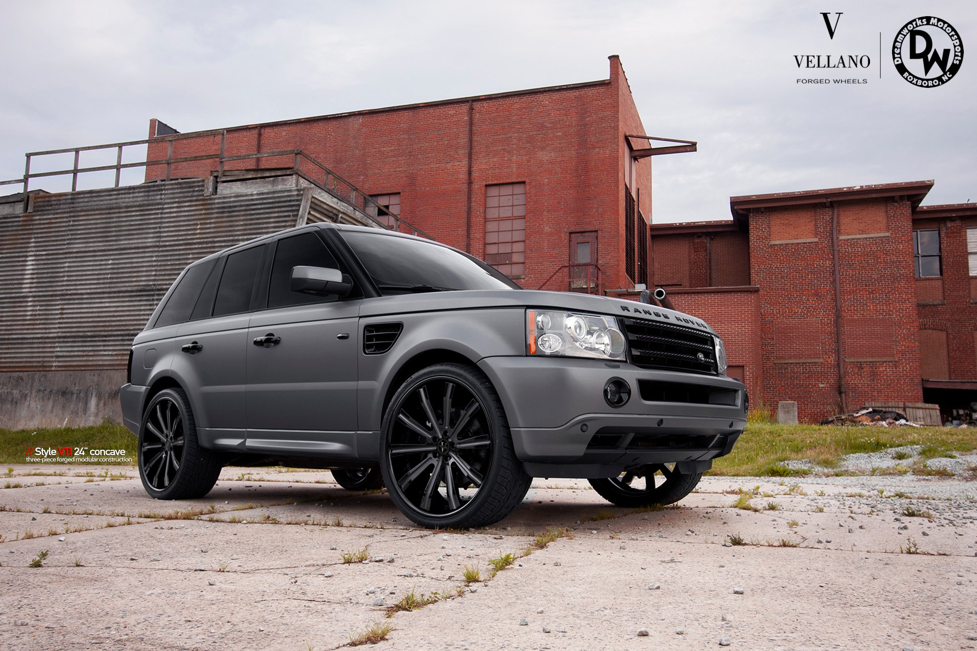 Front Bumper with Fog Lights on Gray Range Rover Sport - Photo by Vellano