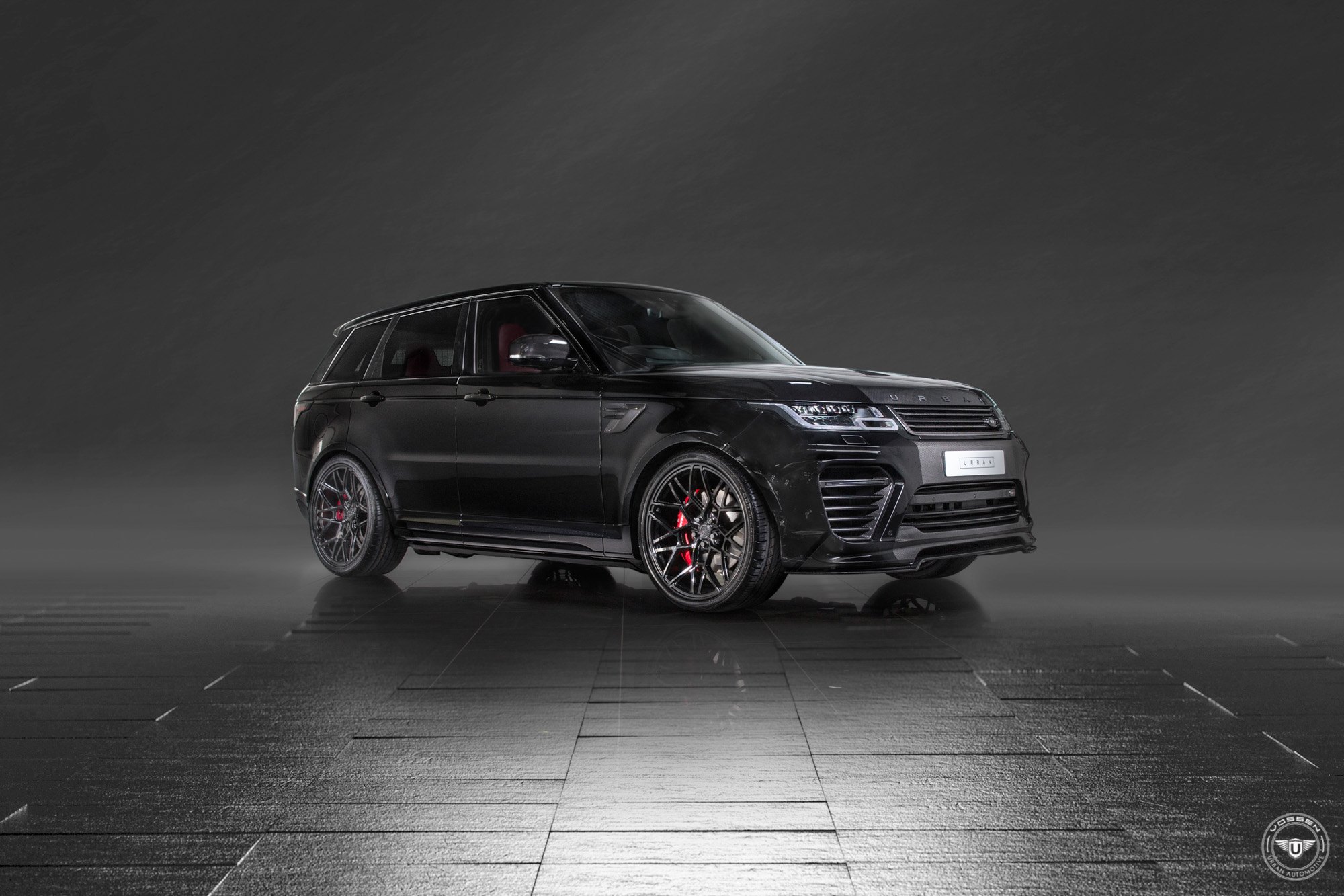 Black Range Rover Sport with Dark Smoke Headlights  - Photo by Vossen