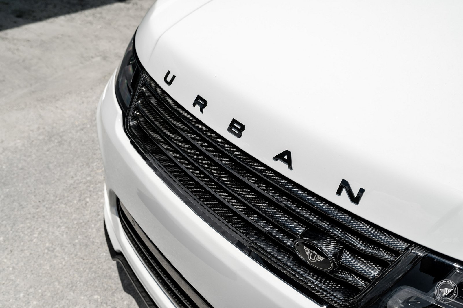 White Range Rover Sport Urban with Custom Front Bumper - Photo by Vossen