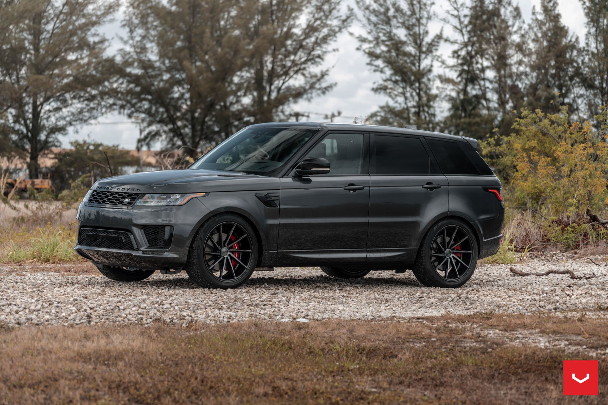 Black Range Rover Sport with Aftermarket Side Skirts - Photo by Vossen