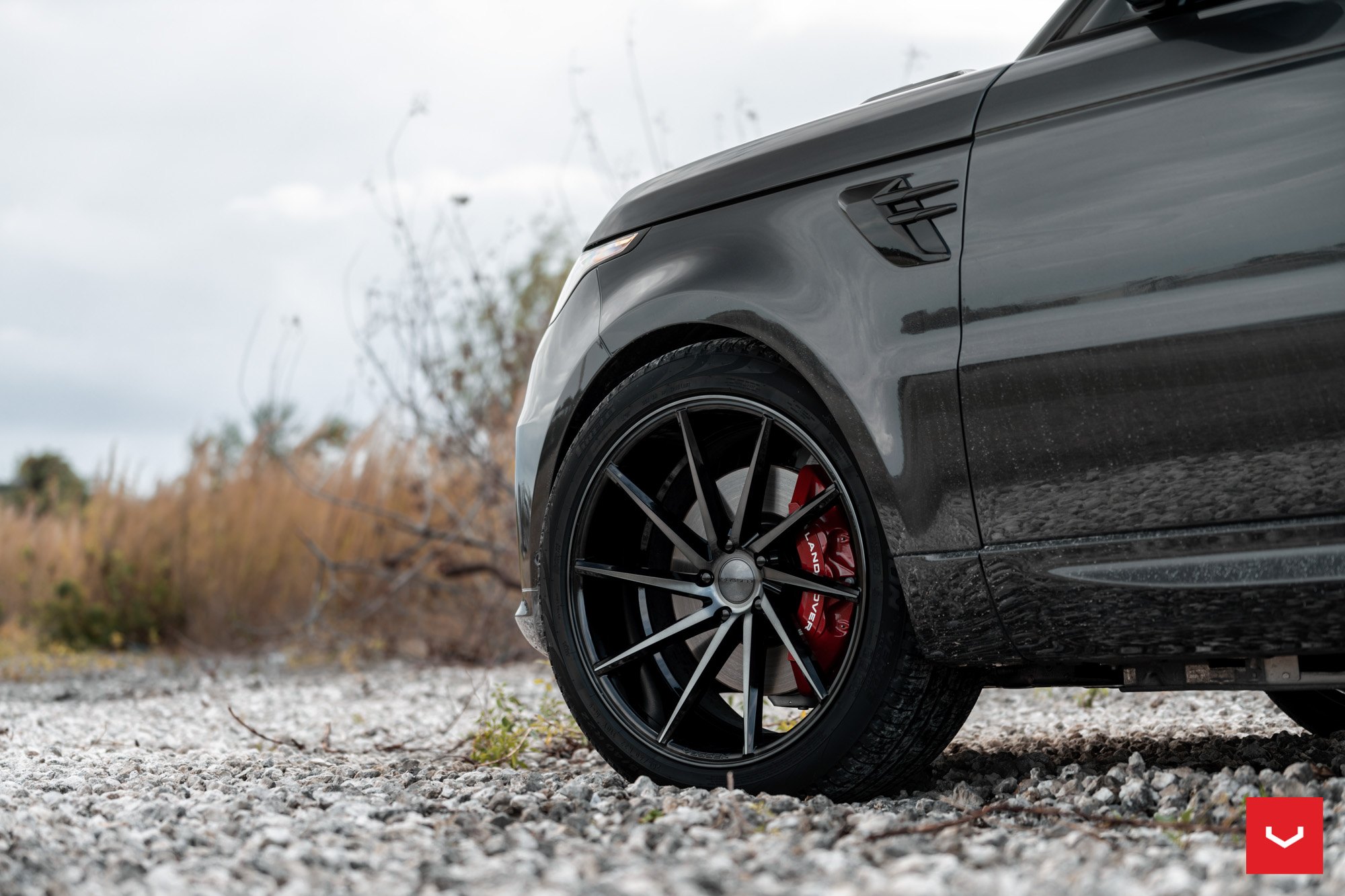 Vossen Rims with Red Brakes on Black Range Rover Sport - Photo by Vossen